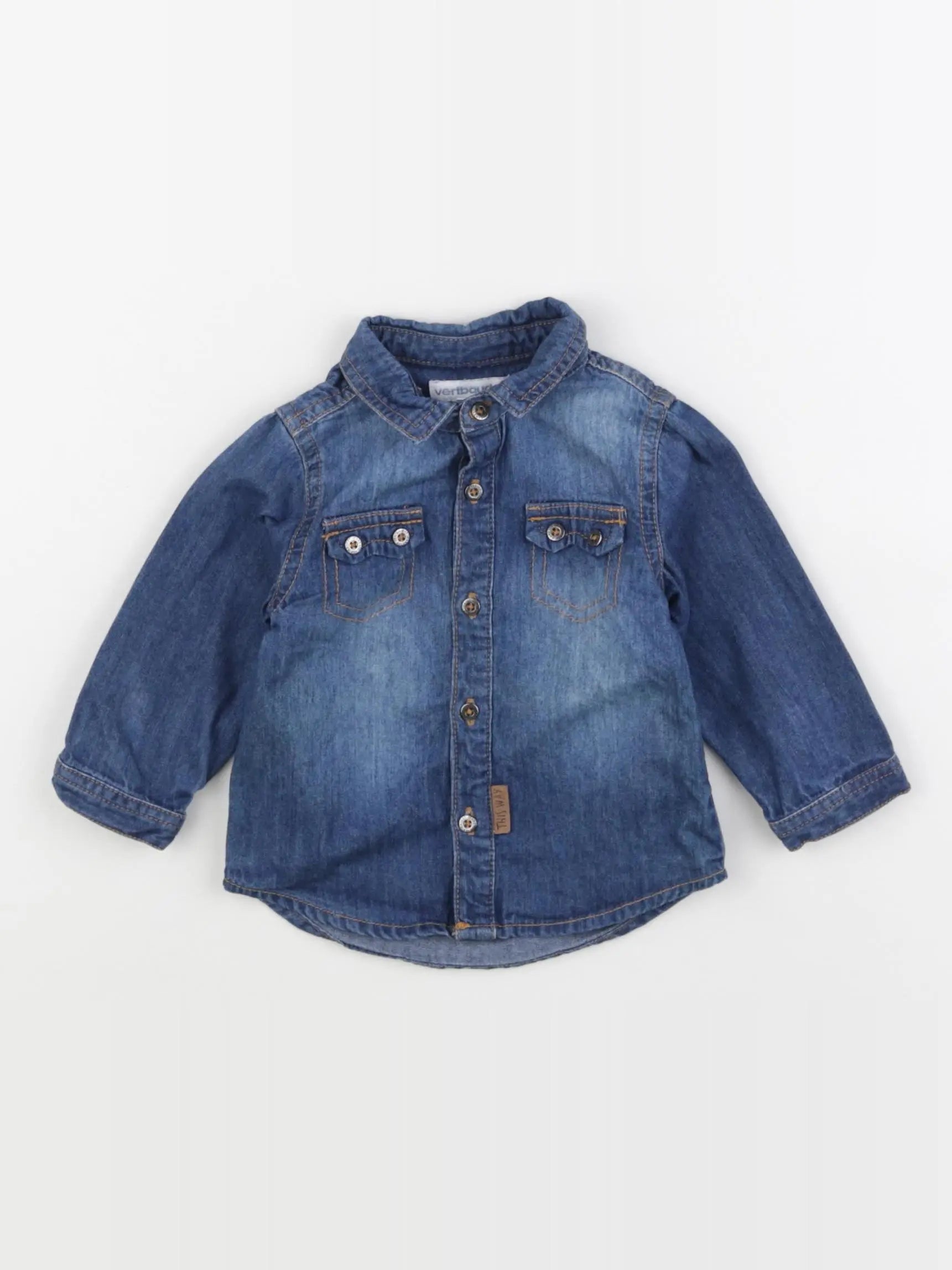 Vertbaudet - chemise bleu - 6 mois