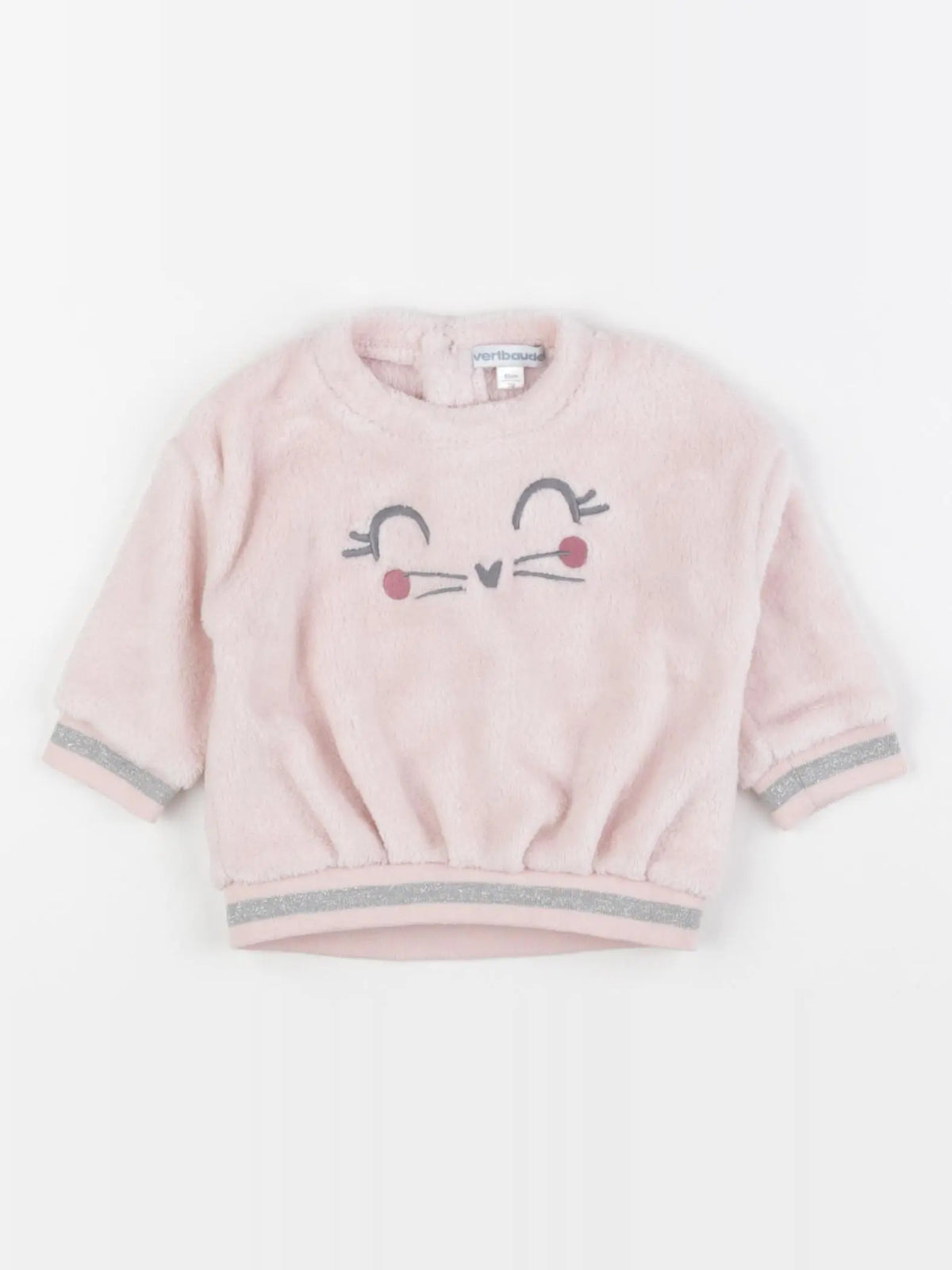 Vertbaudet - pull argent, rose - 3 mois