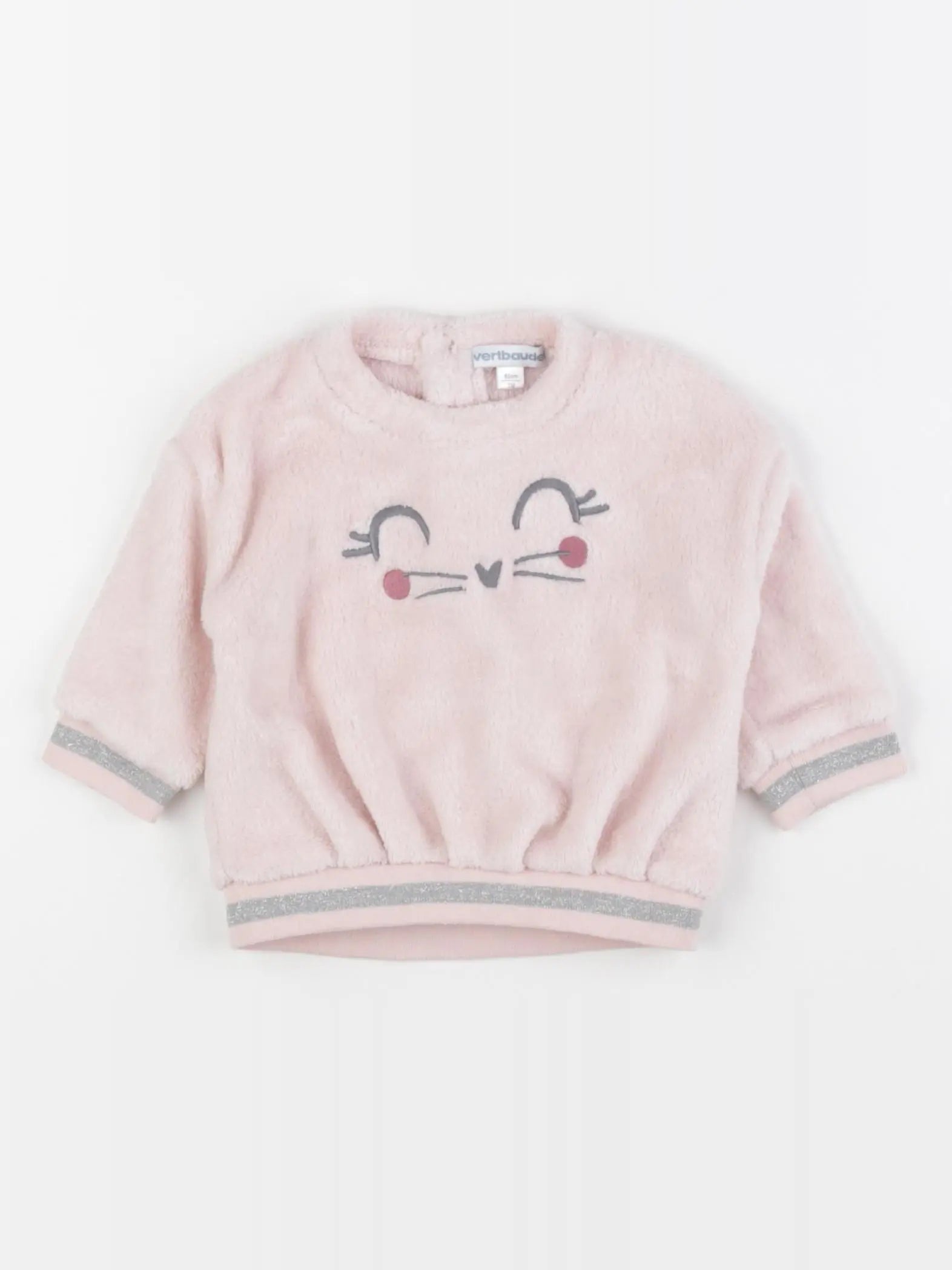 Vertbaudet - pull argent, rose - 3 mois