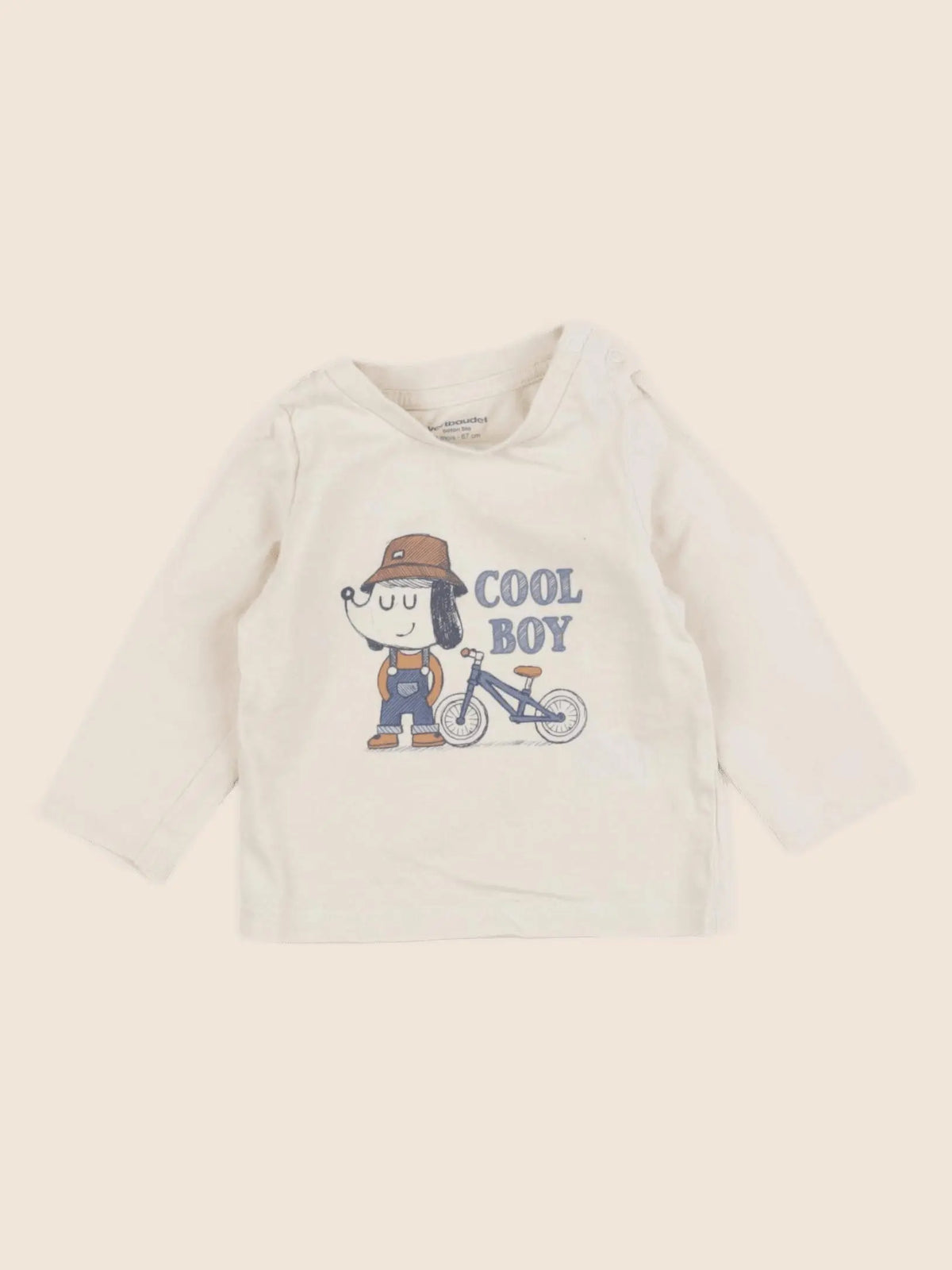 Vertbaudet - tee-shirt beige - 6 mois