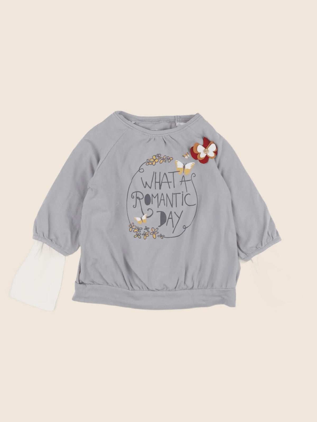 Vertbaudet - tee-shirt imprimé au dos gris - 4 ans