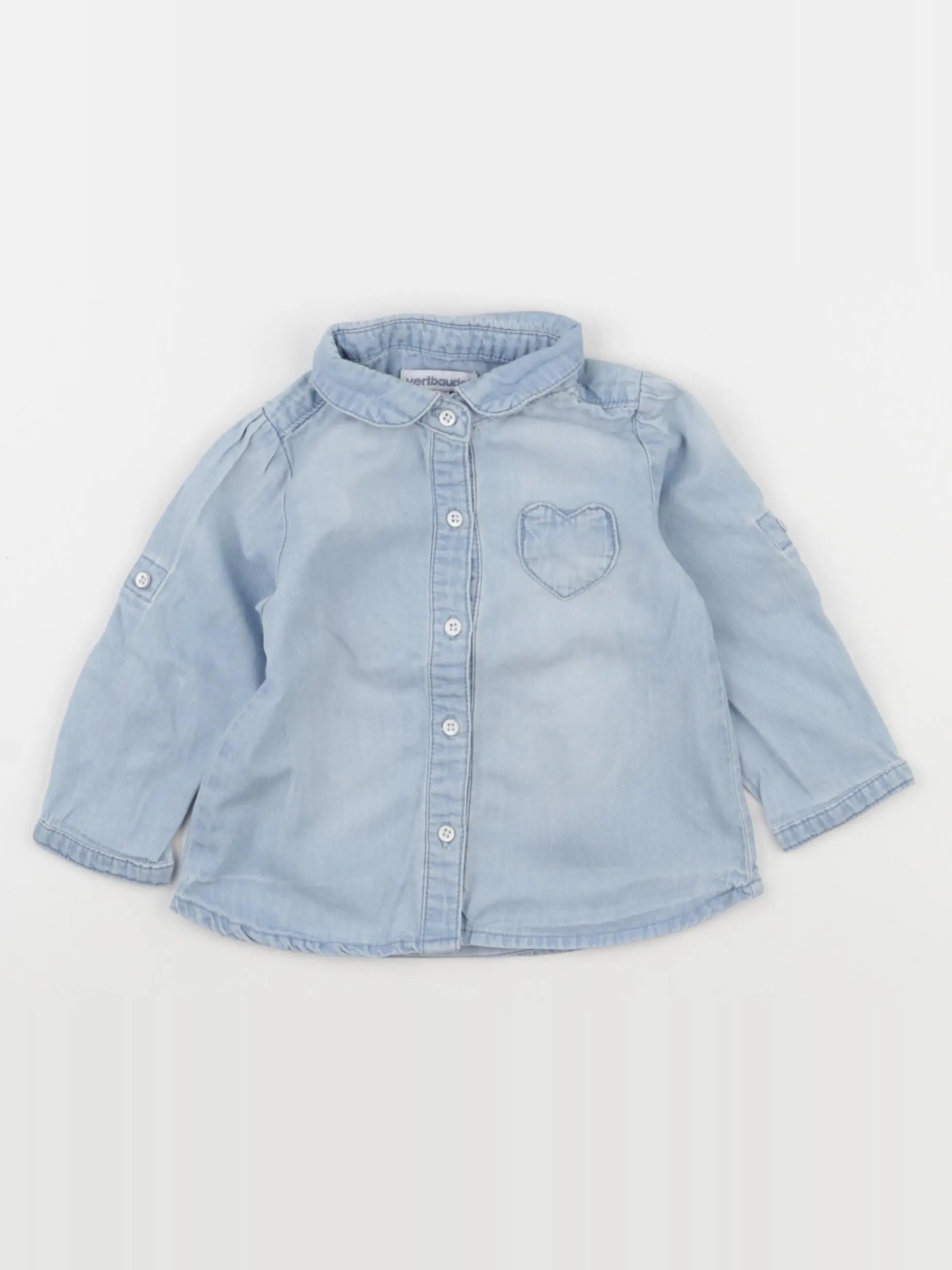 Vertbaudet - chemise bleu - 12 mois