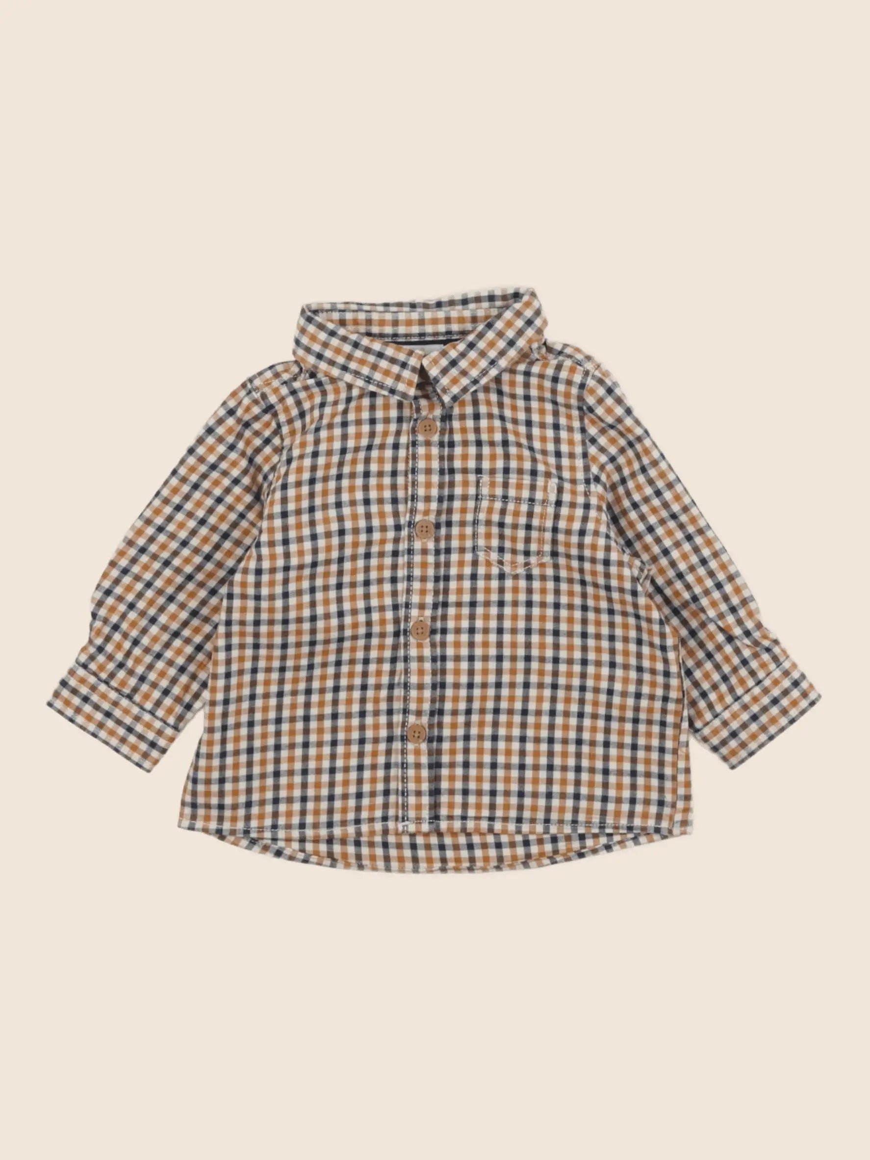 Tape à l'oeil - chemise jaune, bleu - 6 mois