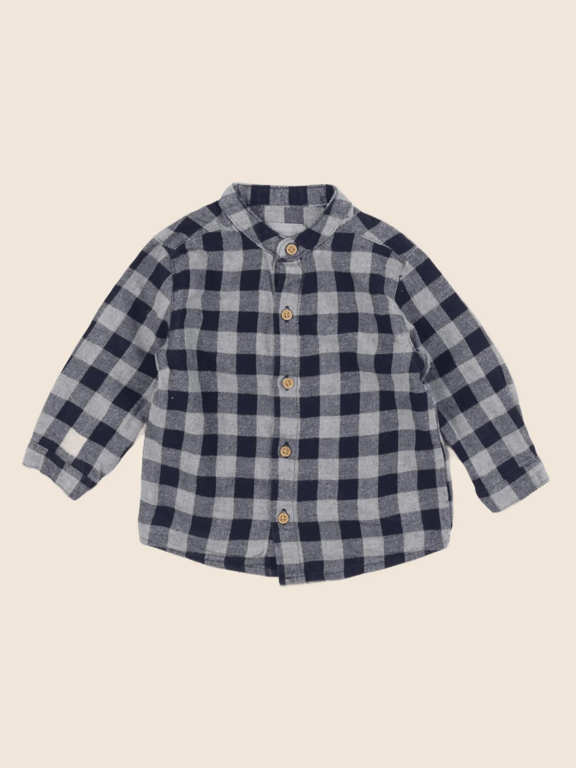 Boutchou - chemise gris, bleu - 9 mois