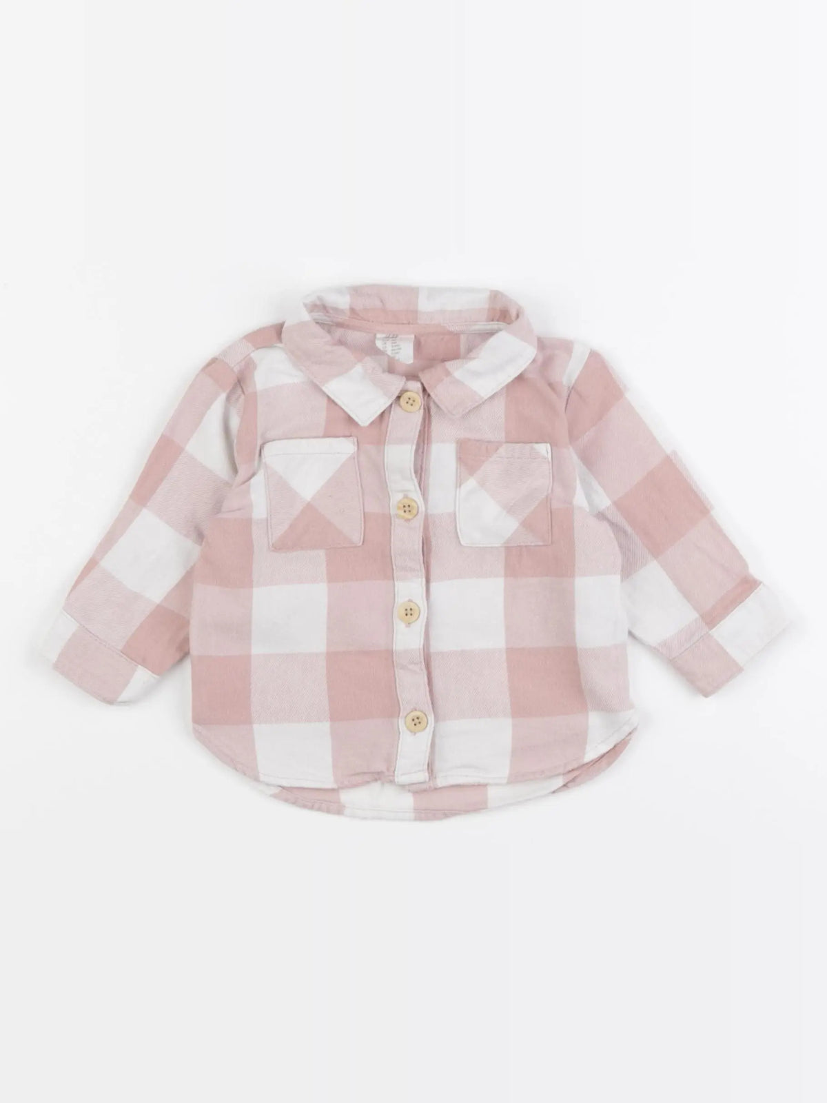 H&M - chemise blanc, rose - 3/6 mois