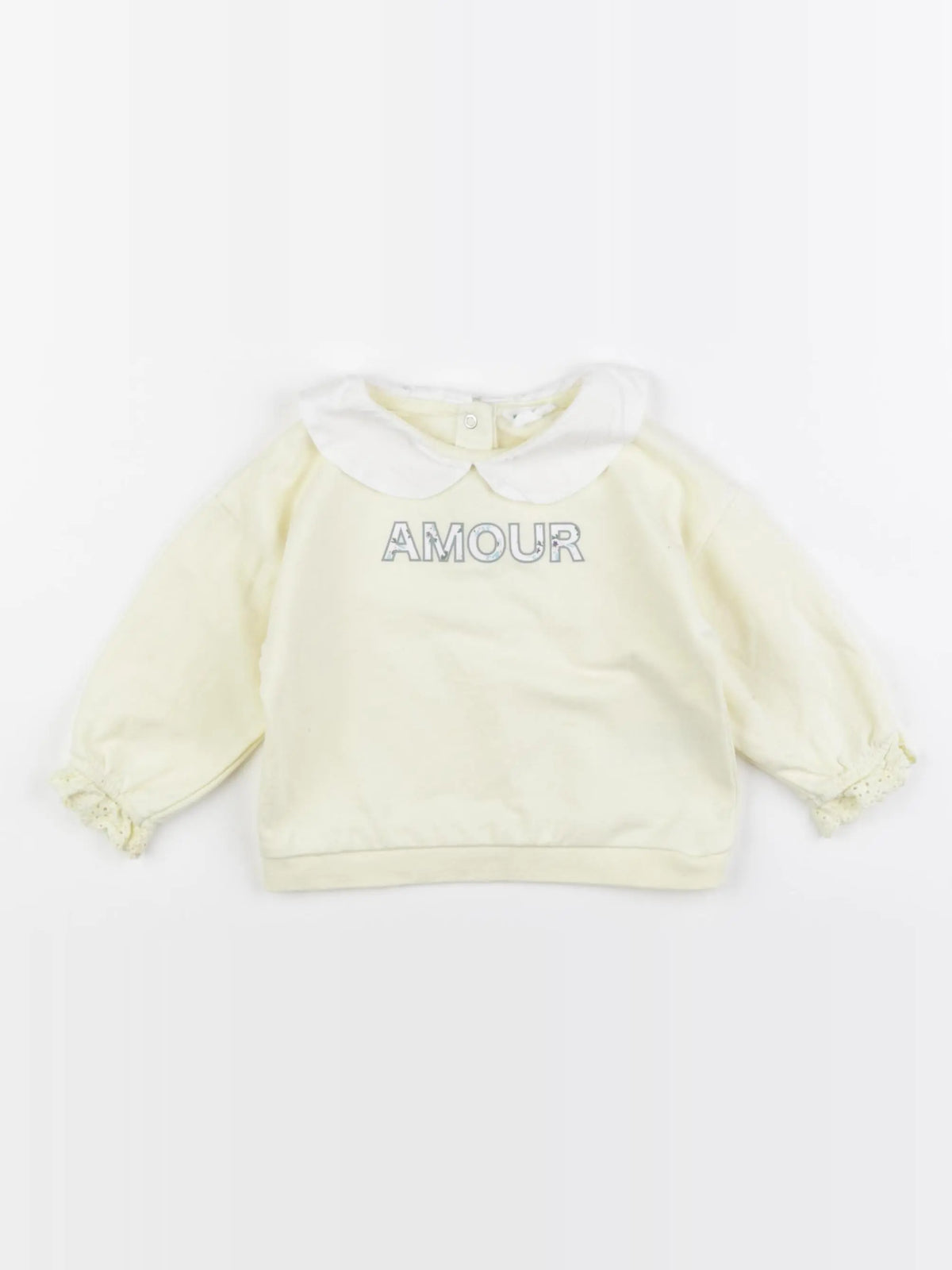Vertbaudet - sweat jaune - 12 mois