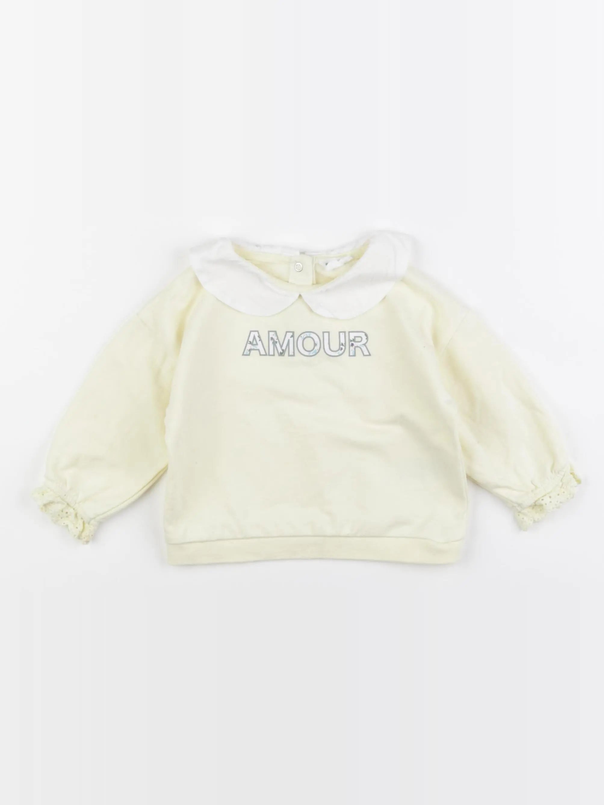 Vertbaudet - sweat jaune - 12 mois