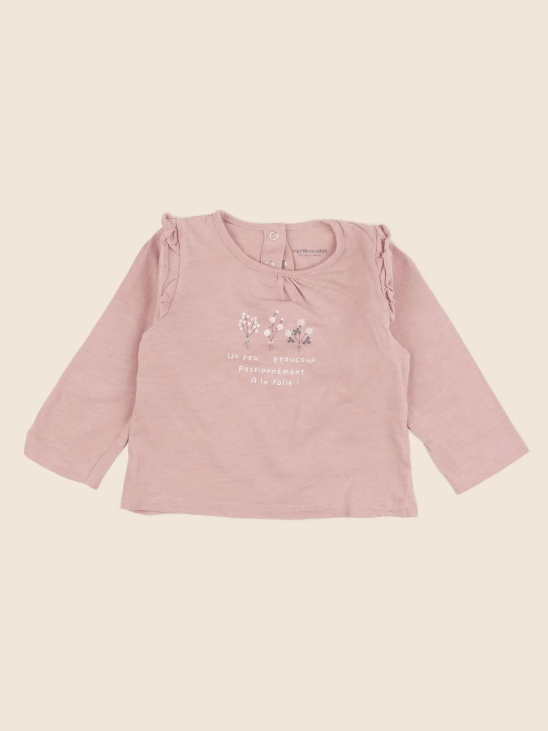 Vertbaudet - tee-shirt rose - 12 mois