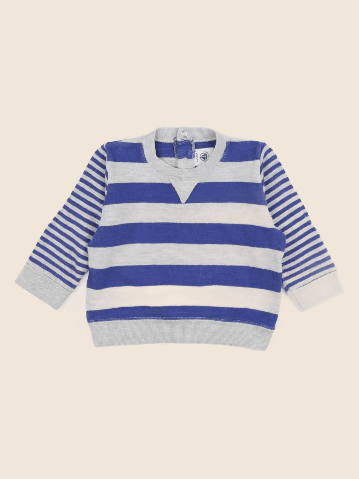 Petit Bateau - sweat bleu, gris - 6 mois