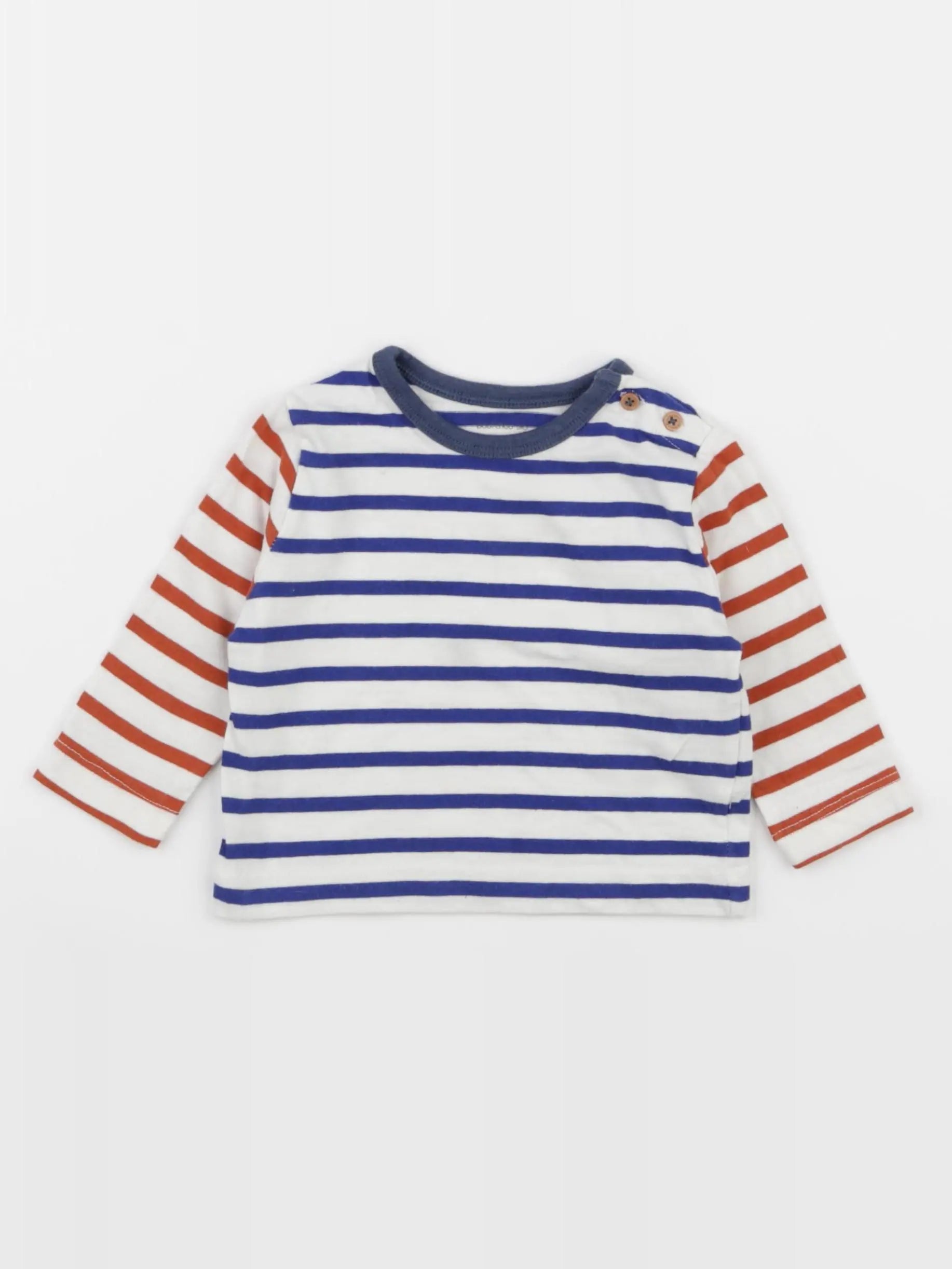 Boutchou - tee-shirt bleu, marron - 6 mois