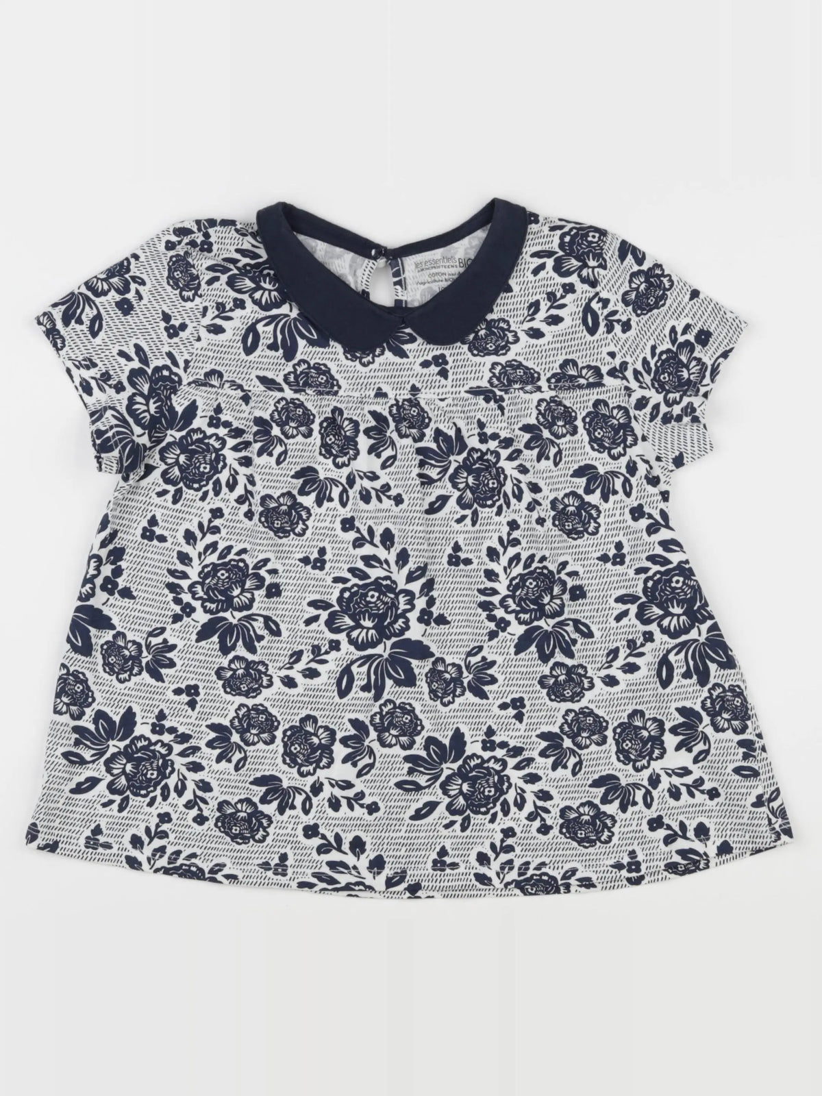 Monoprix - tee-shirt blanc, bleu - 10 ans