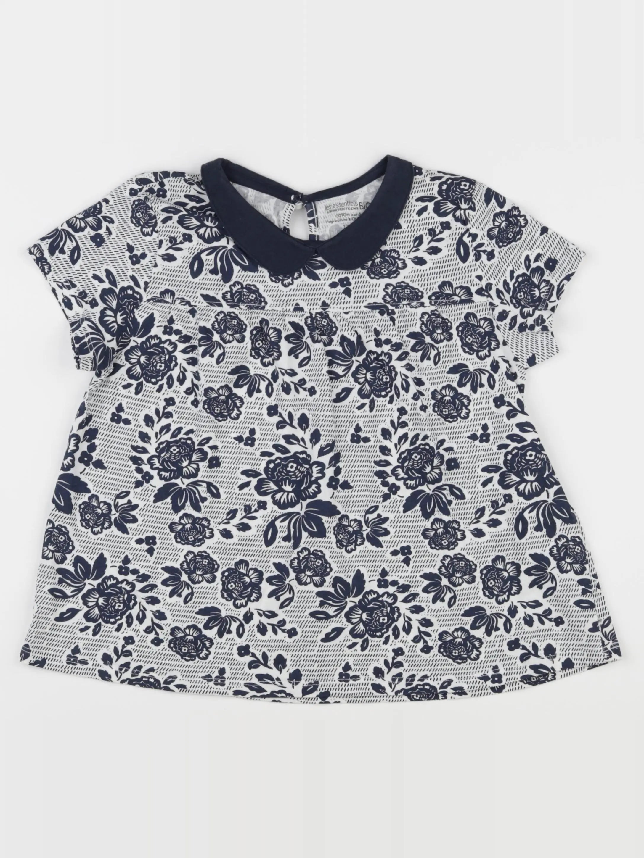 Monoprix - tee-shirt blanc, bleu - 10 ans