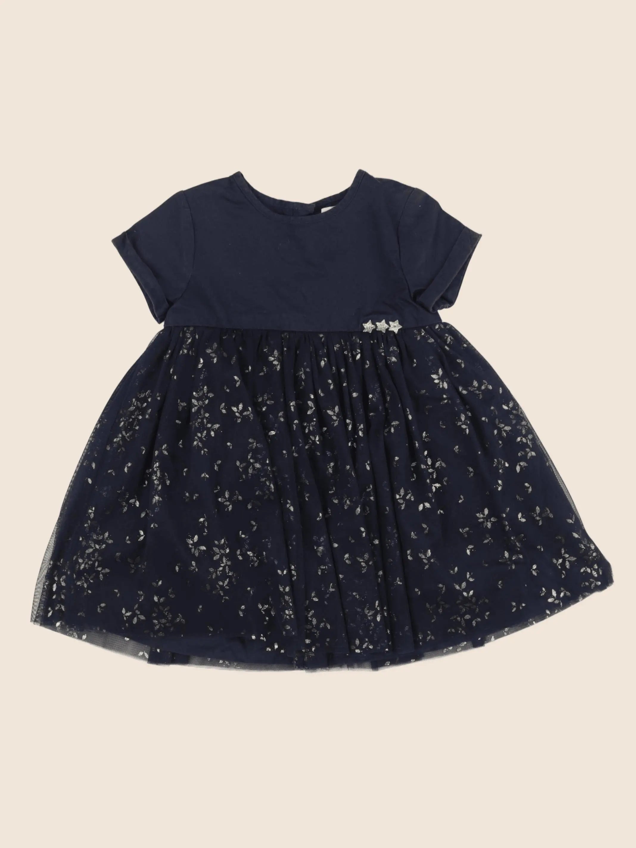 Vertbaudet - robe bleu, or - 18 mois