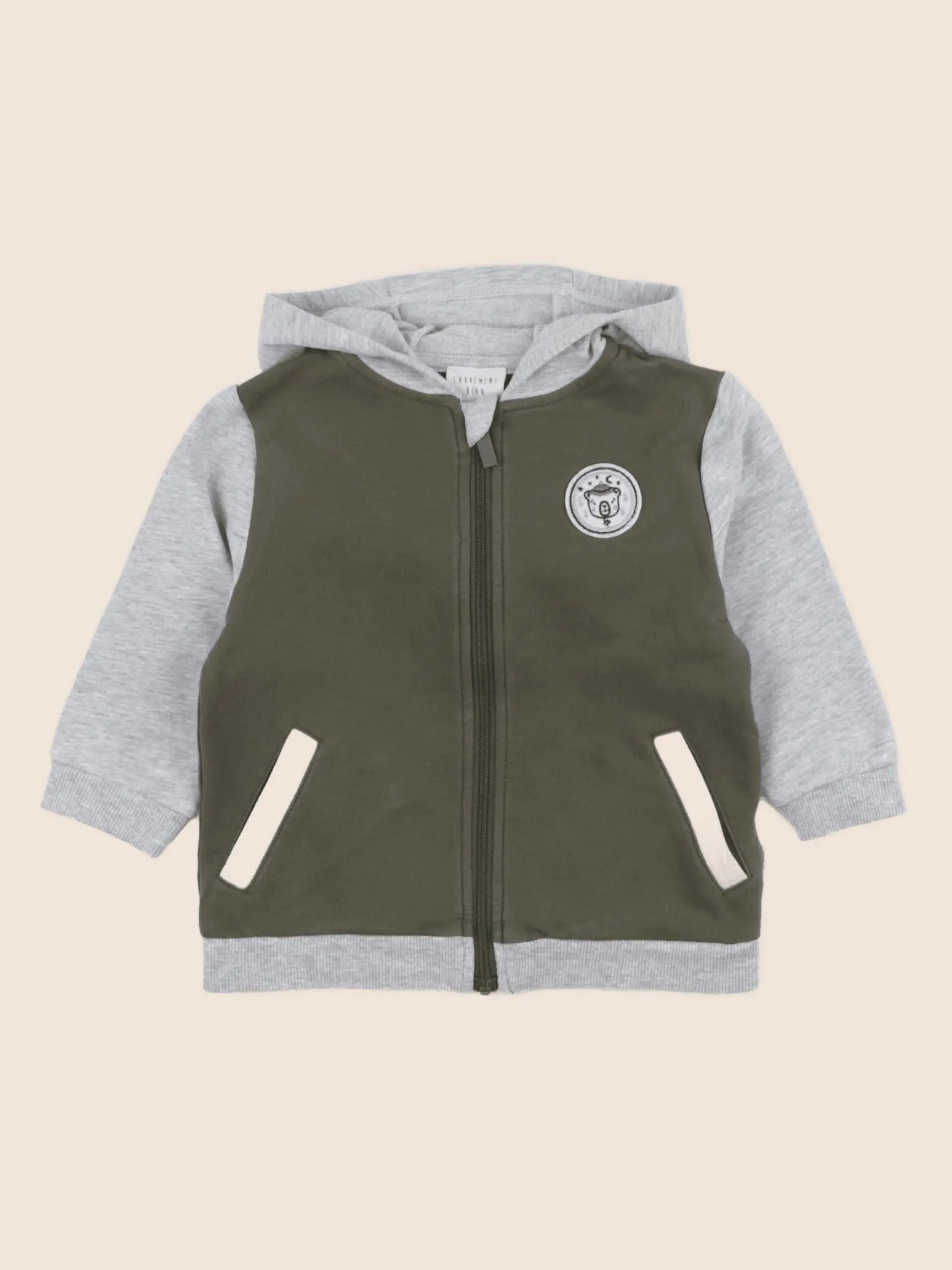Carrément Beau - sweat gris, vert - 12 mois