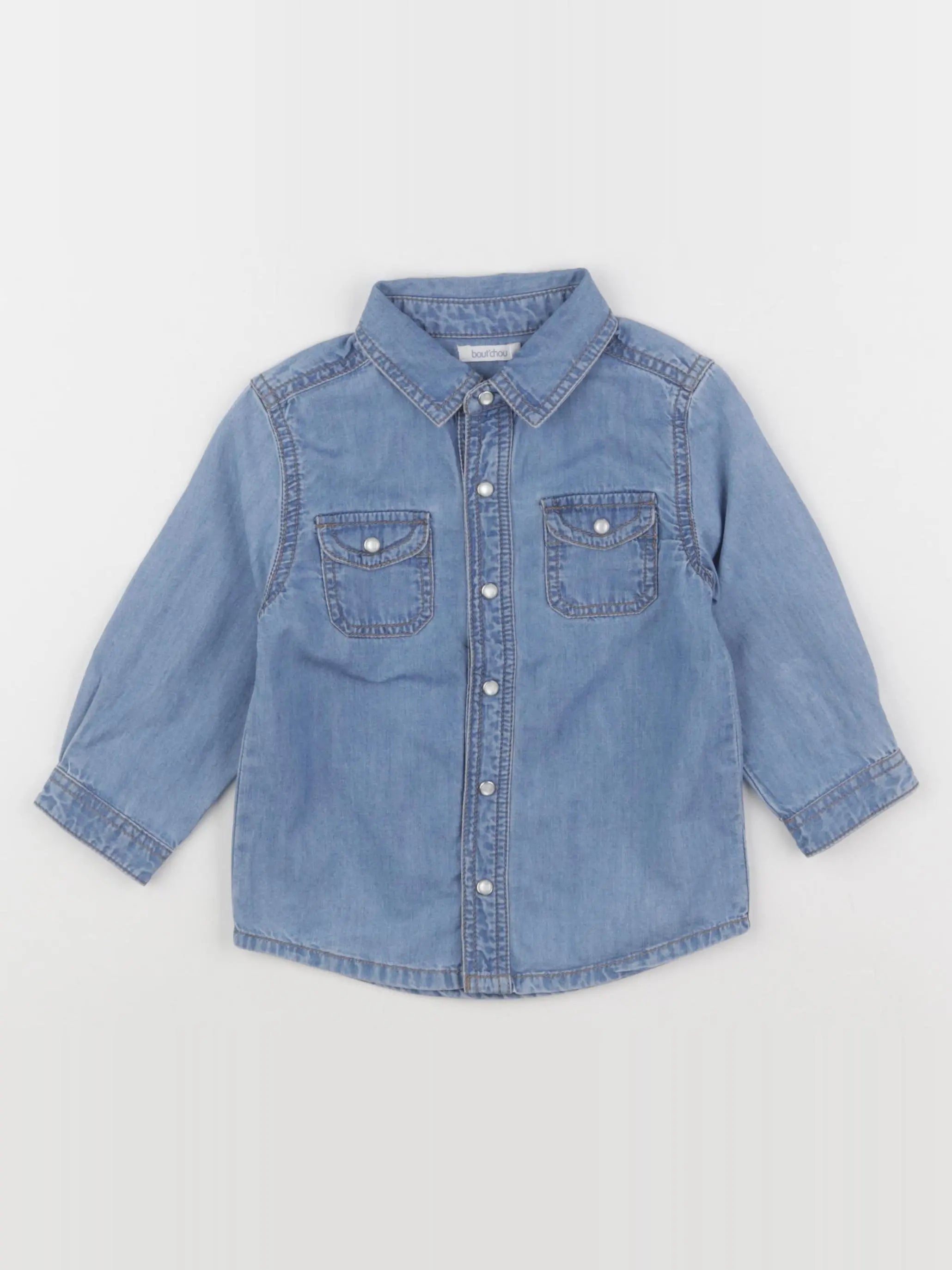 Boutchou - chemise bleu - 12 mois