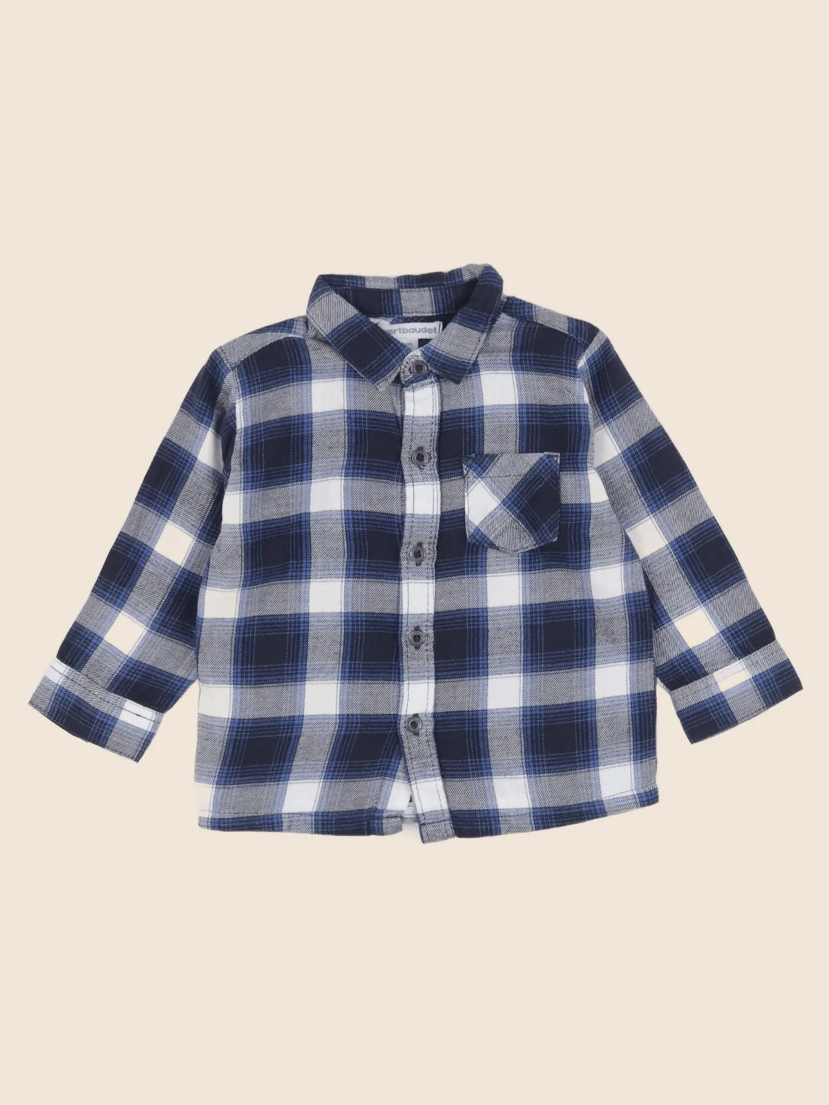 Vertbaudet - chemise bleu, noir - 9 mois