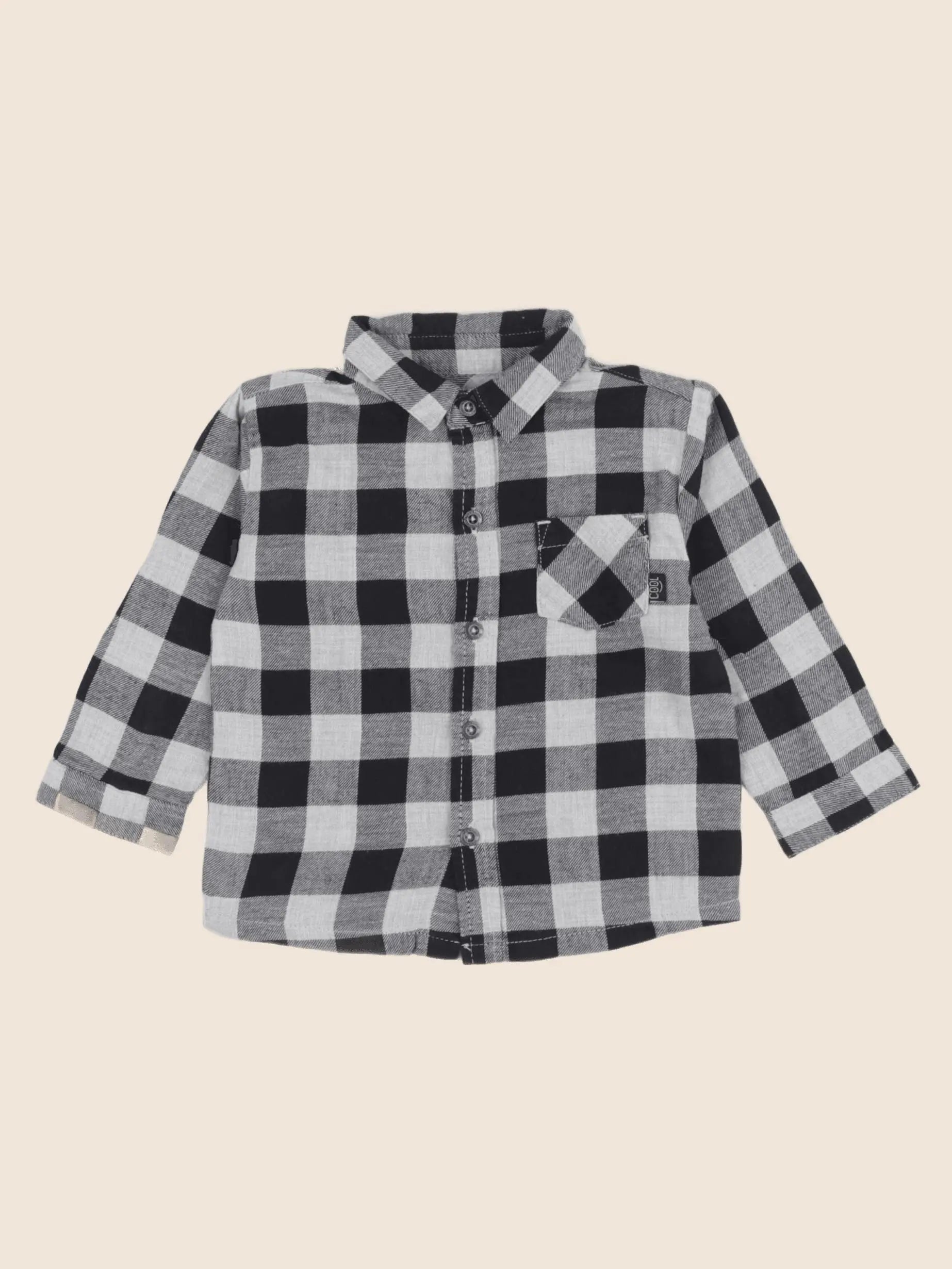 Vertbaudet - chemise noir, gris - 9 mois