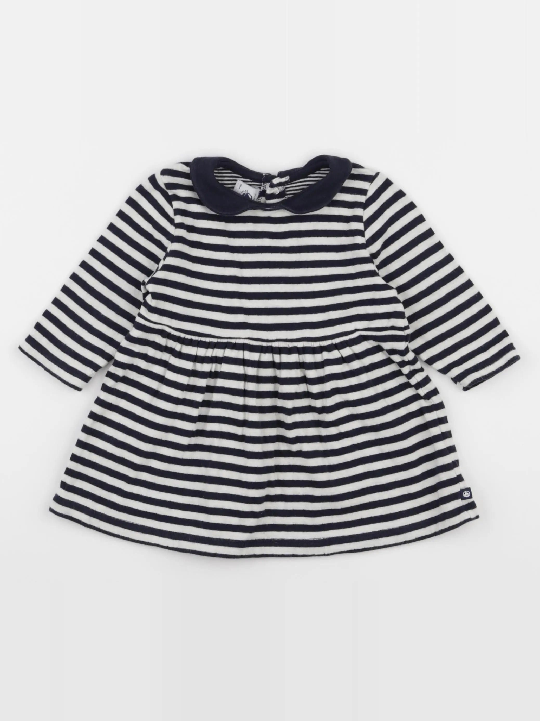 Petit Bateau - robe bleu, blanc - 6 mois
