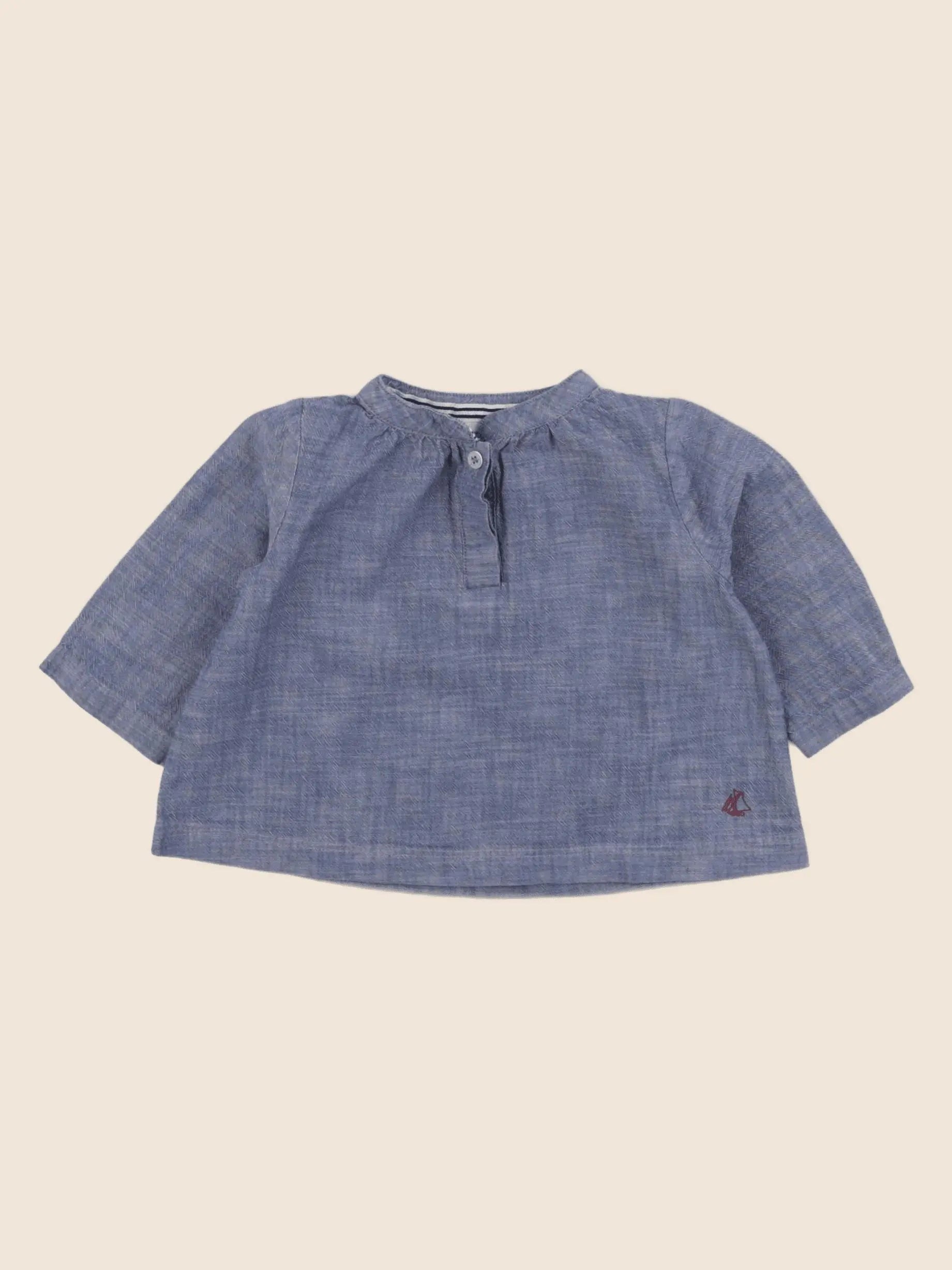 Petit Bateau - blouse bleu - 6 mois