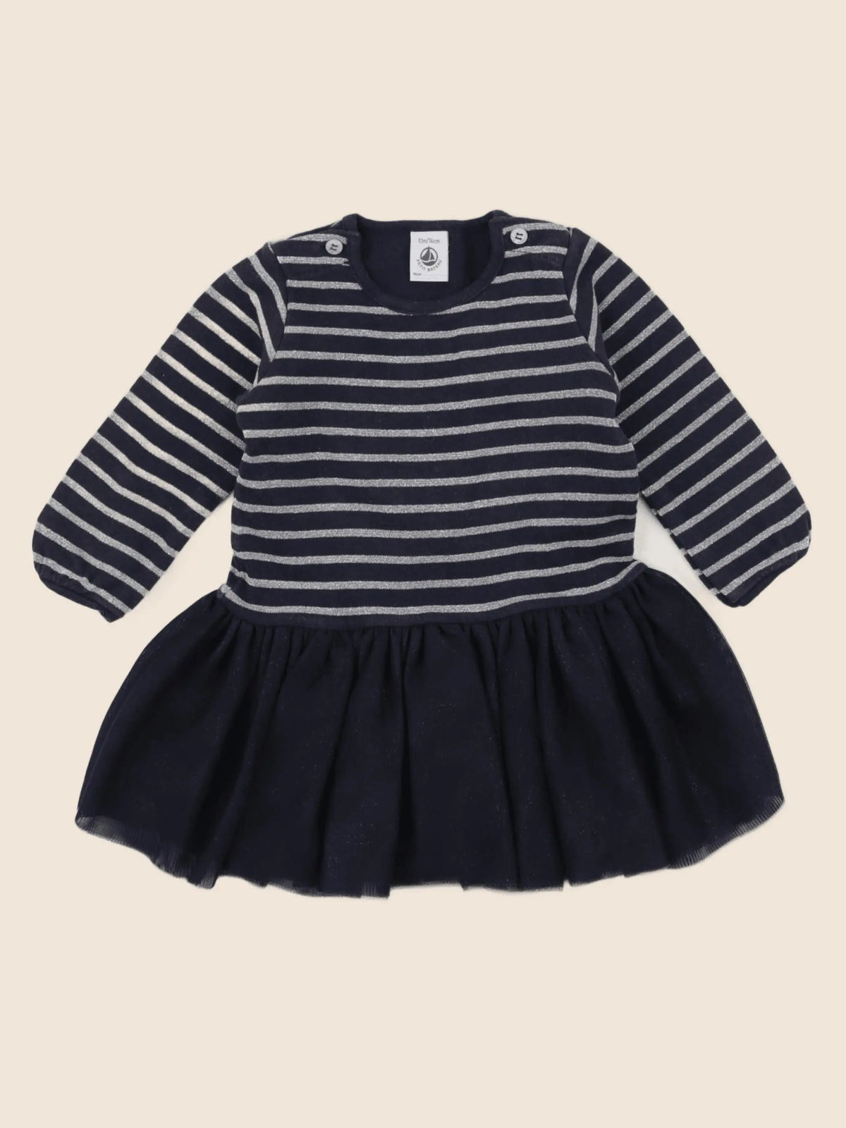 Petit Bateau - robe bleu - 12 mois