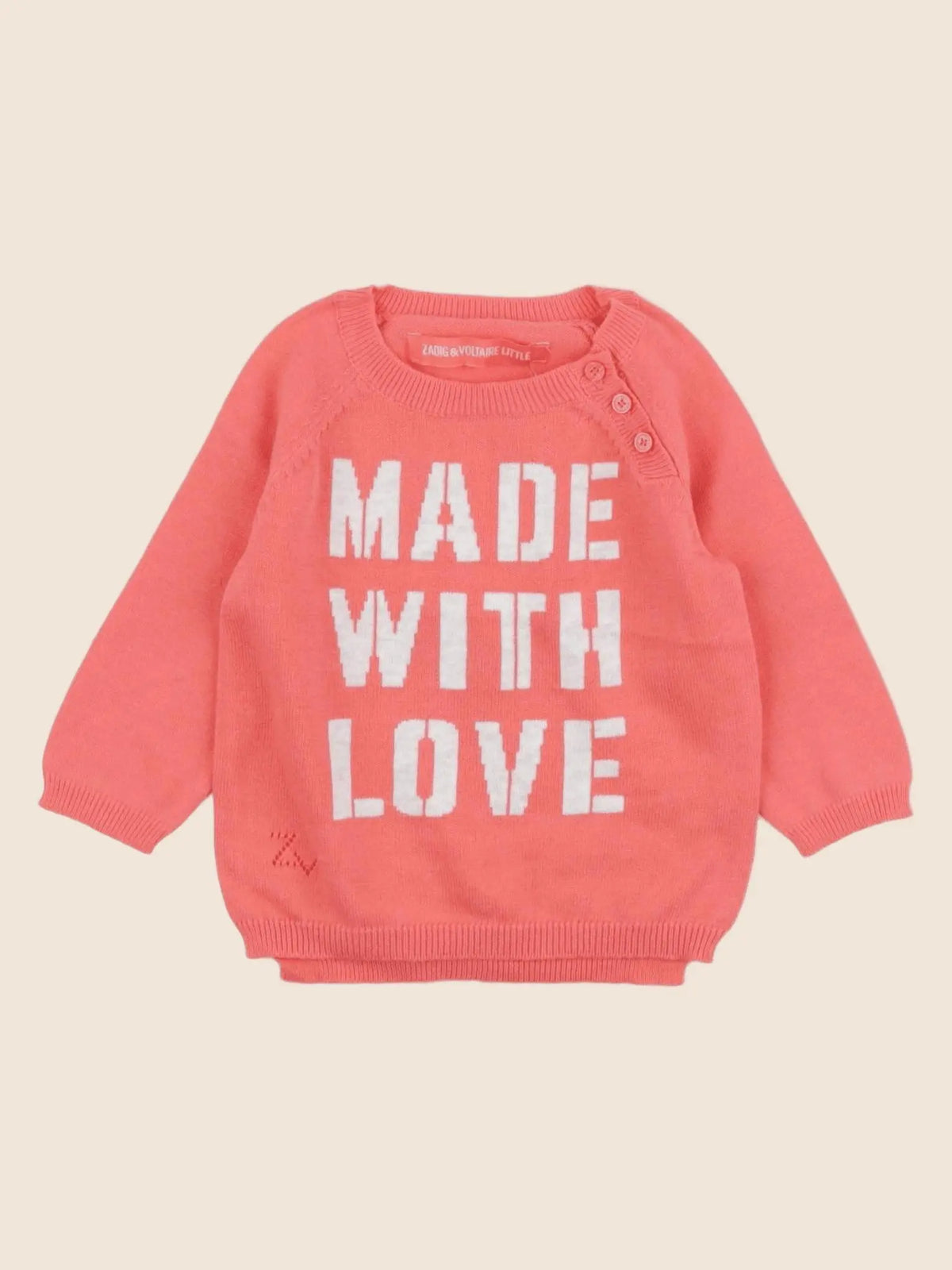 Zadig & Voltaire - pull rose - 6 mois
