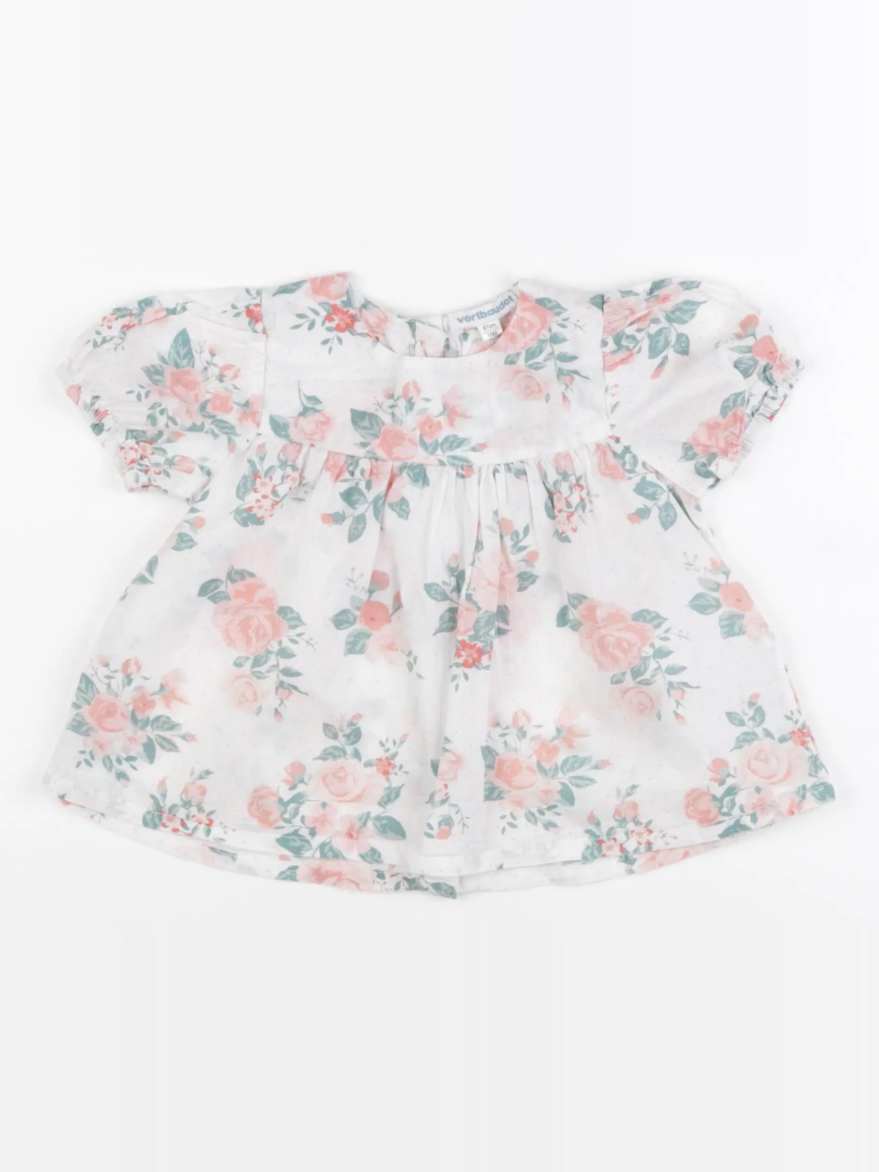 Vertbaudet - blouse blanc, rose - 18 mois