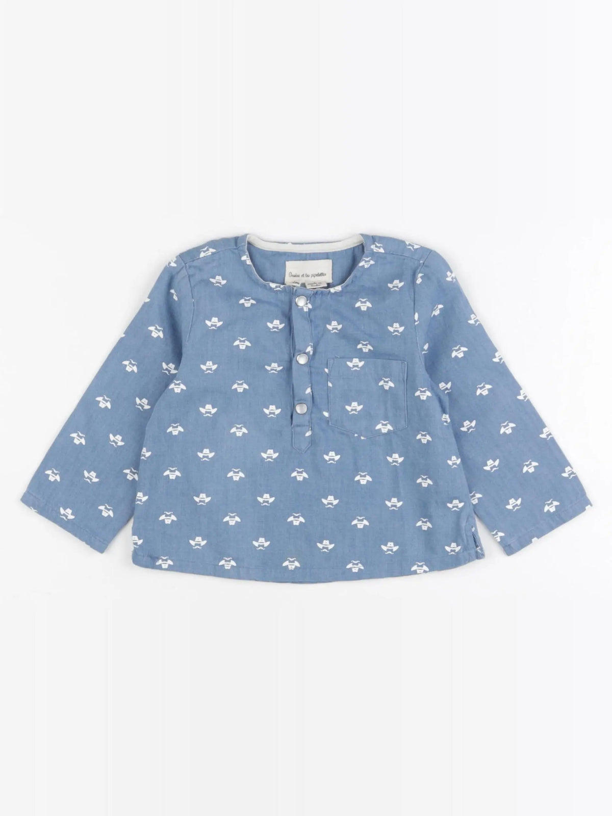 Arsène et les pipelettes - chemise bleu - 12 mois