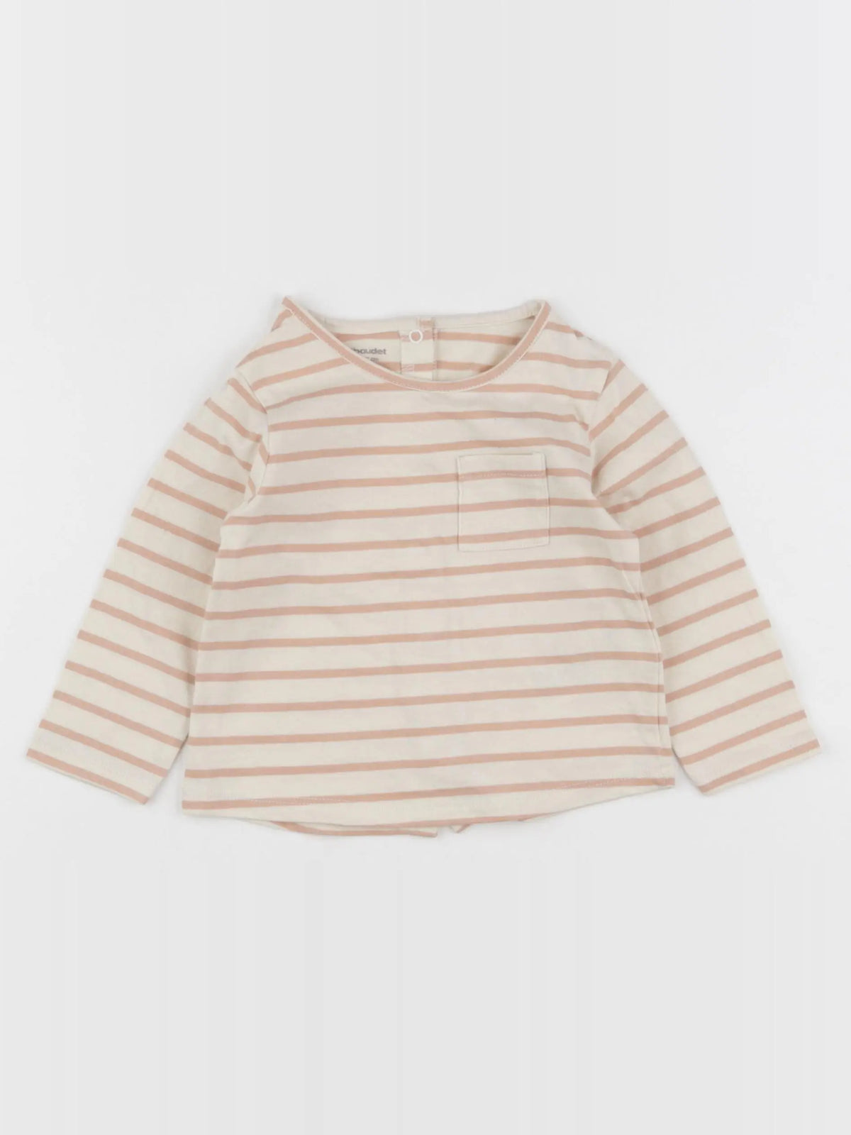 Vertbaudet - tee-shirt beige, rose - 9 mois