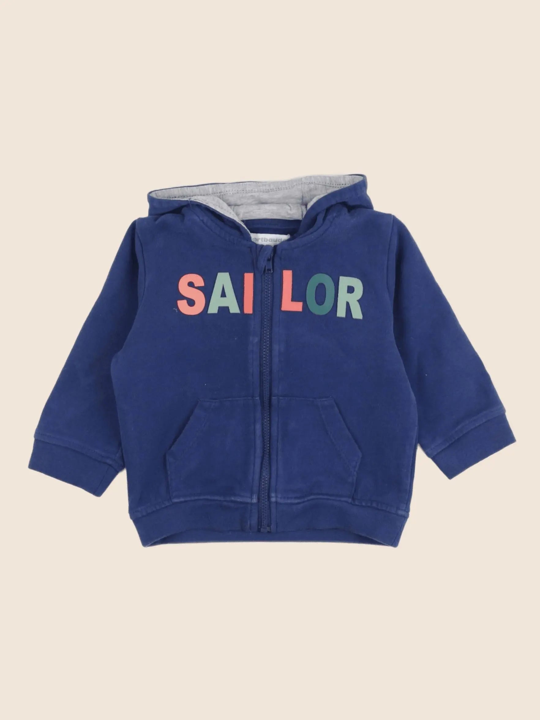 Vertbaudet - sweat bleu - 9 mois