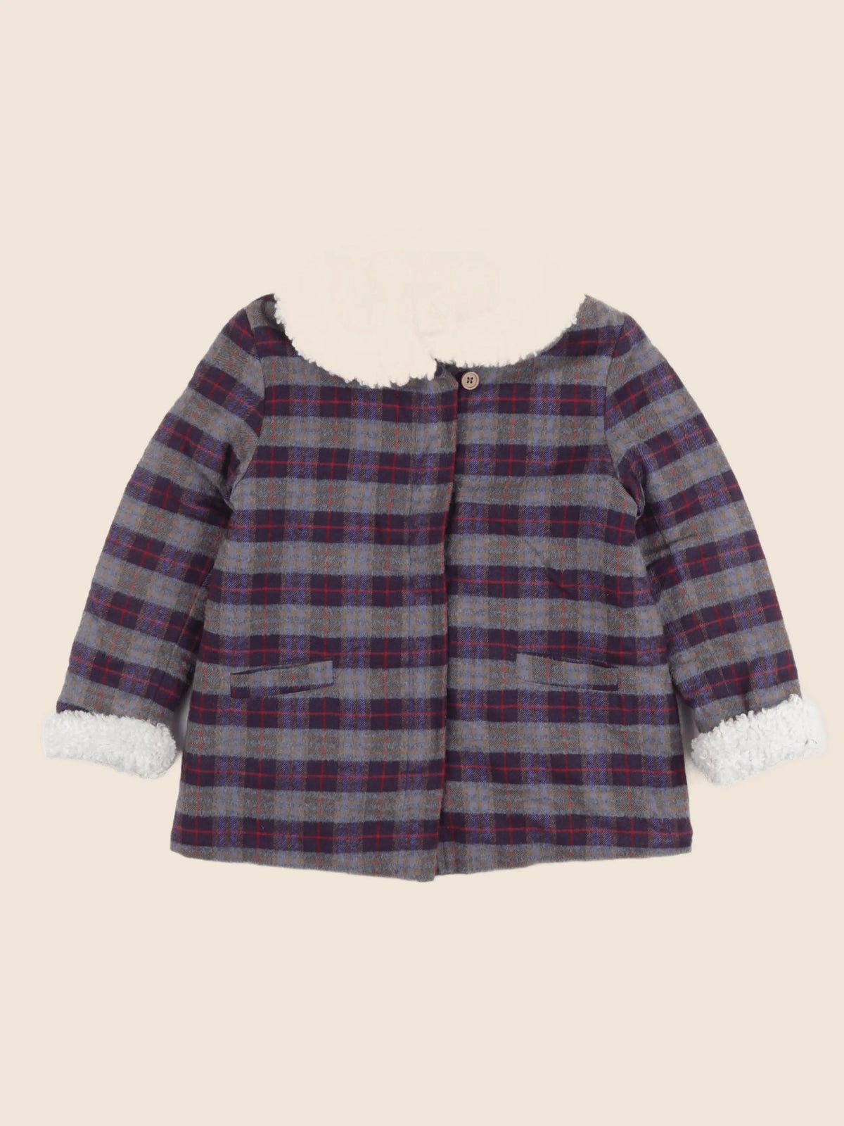 Lililotte - veste doublé rouge, gris - 6 ans