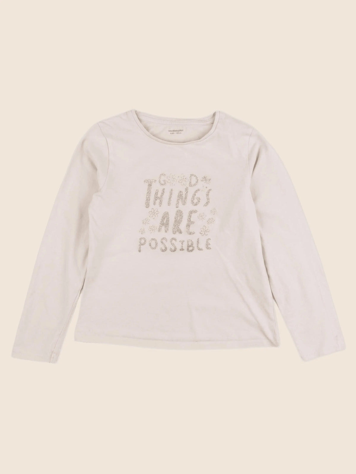 Vertbaudet - tee-shirt beige - 8 ans