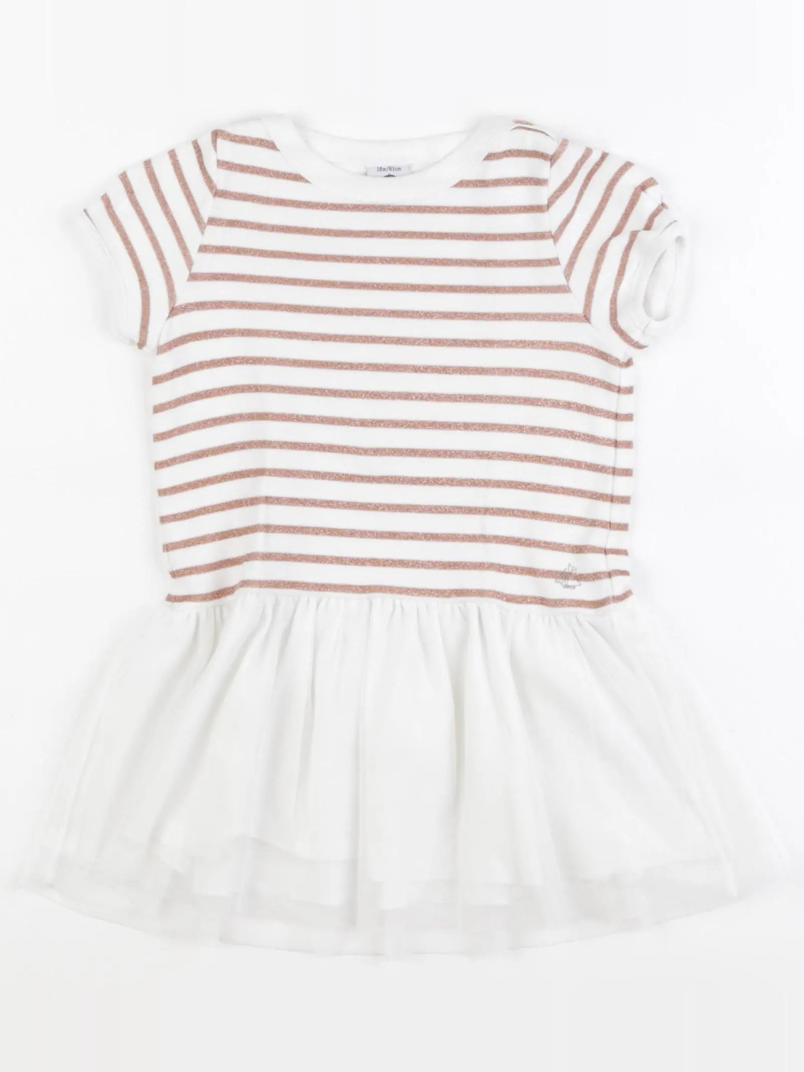 Petit Bateau - robe bronze, blanc - 18 mois