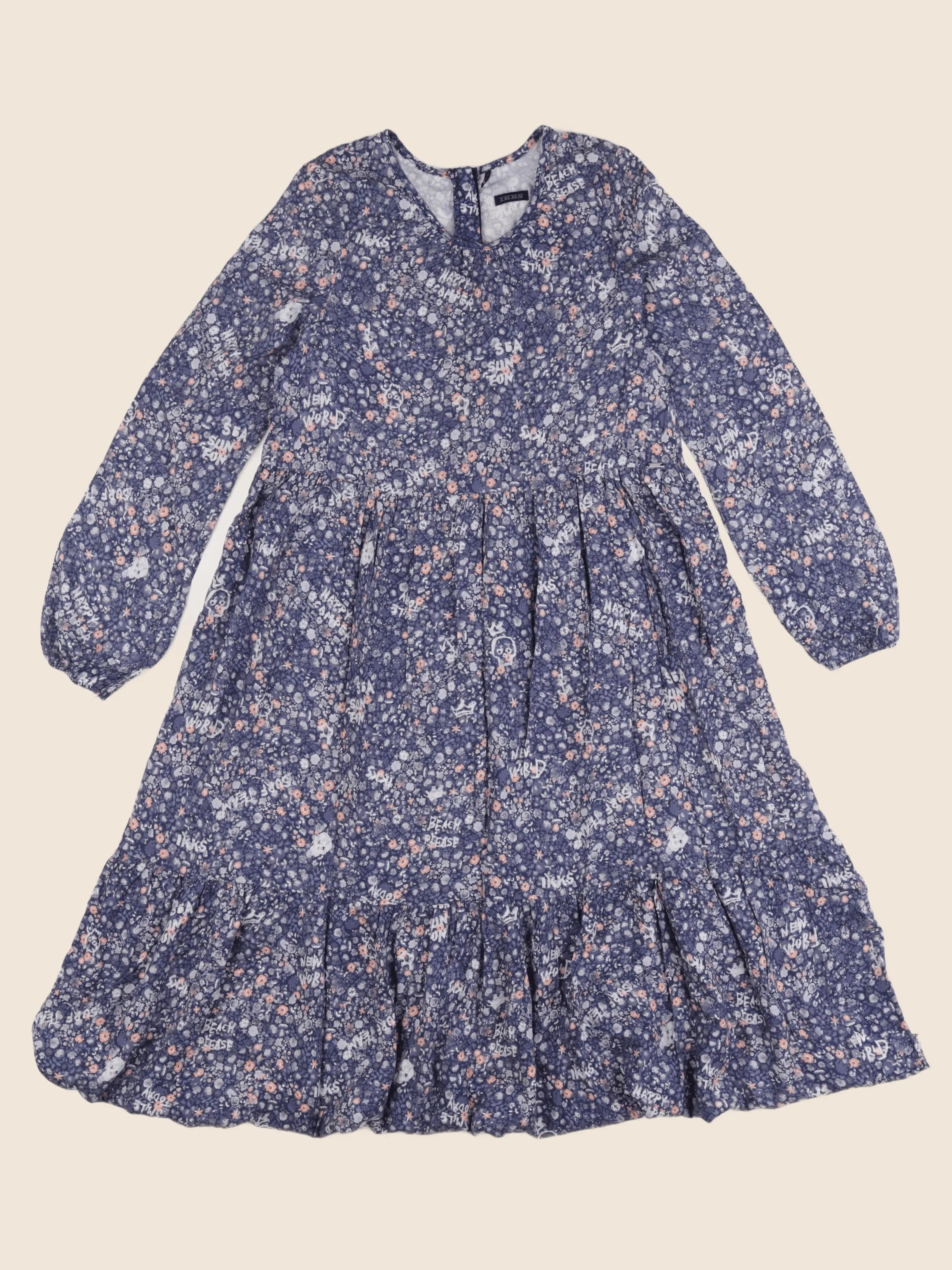 IKKS - robe bleu, rose - 10 ans