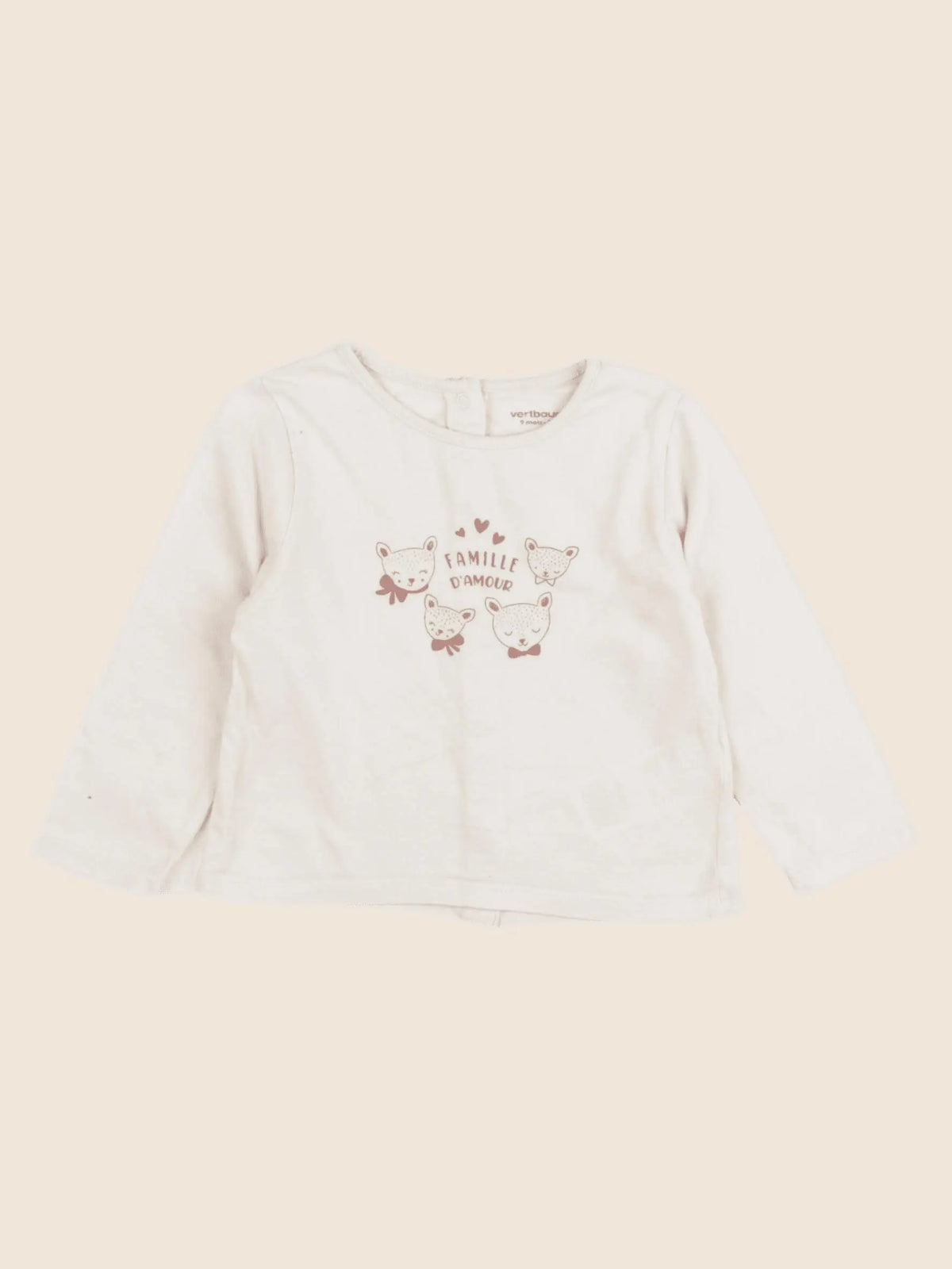 Vertbaudet - tee-shirt beige - 9 mois