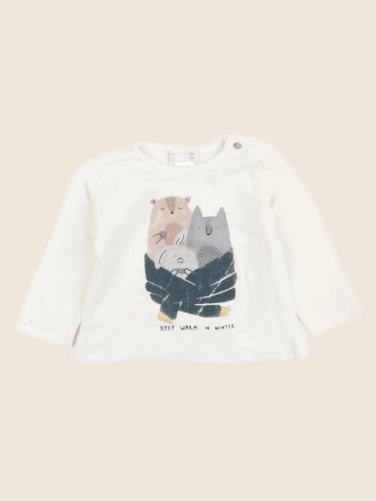 Zara - tee-shirt beige - 3/6 mois
