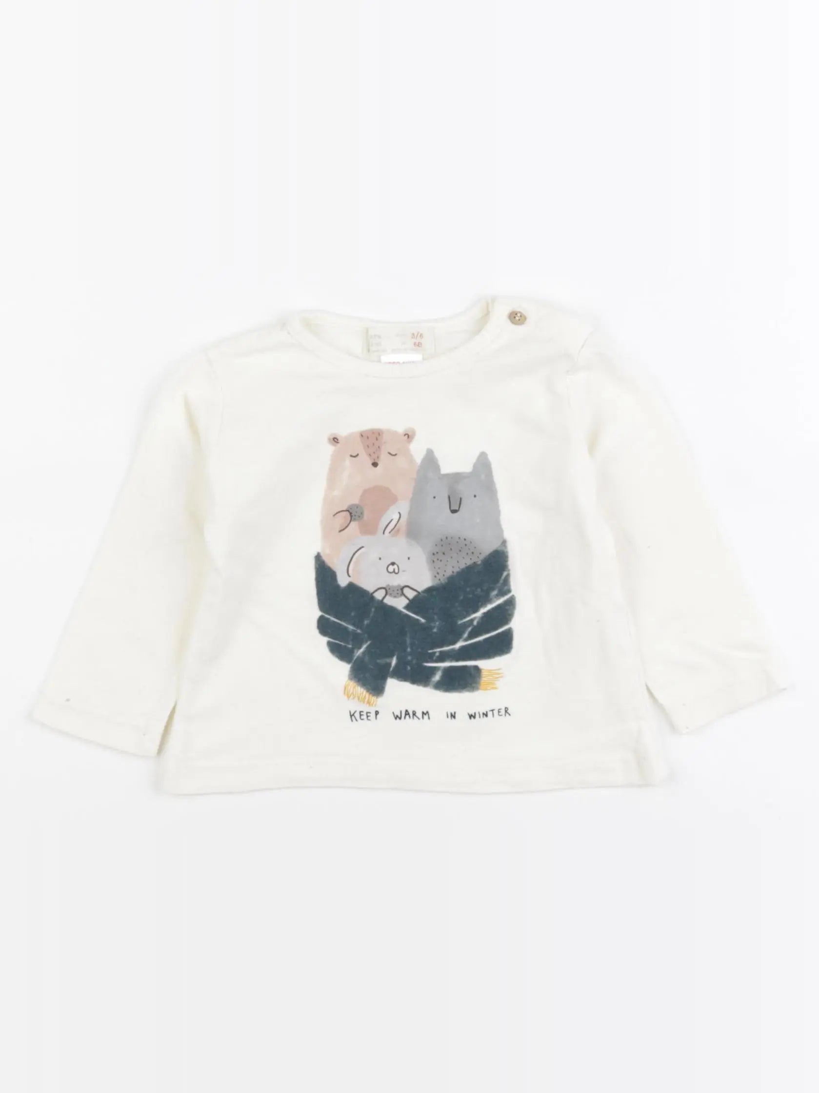 Zara - tee-shirt beige - 3/6 mois