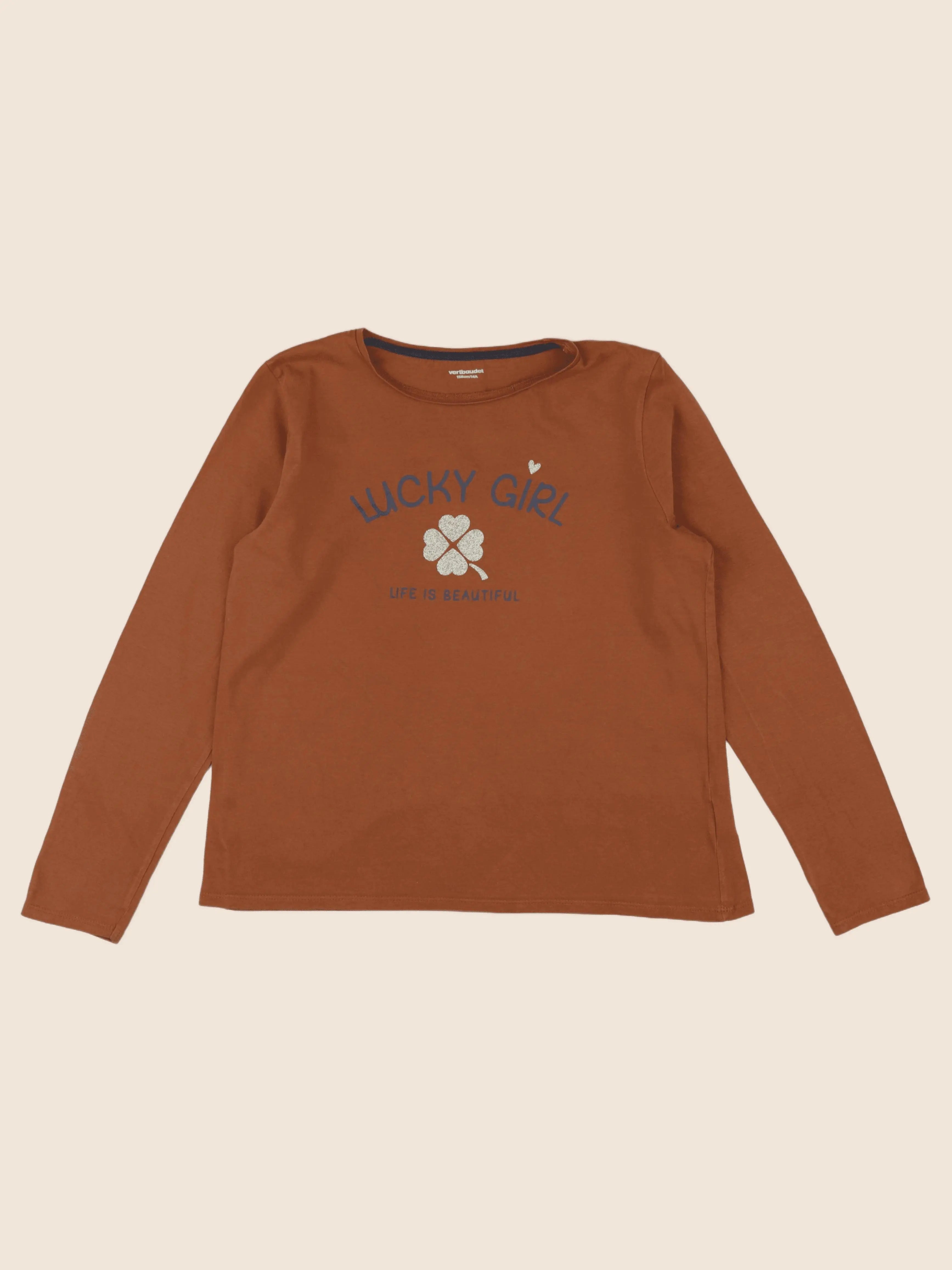 Vertbaudet - tee-shirt marron, or - 14 ans