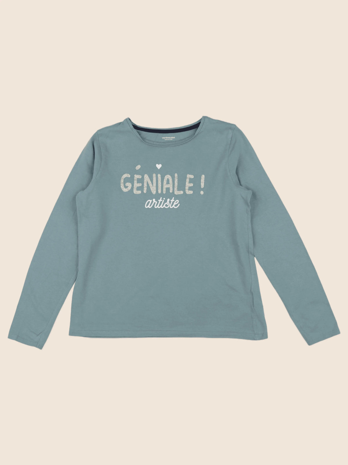 Vertbaudet - tee-shirt or, bleu - 14 ans