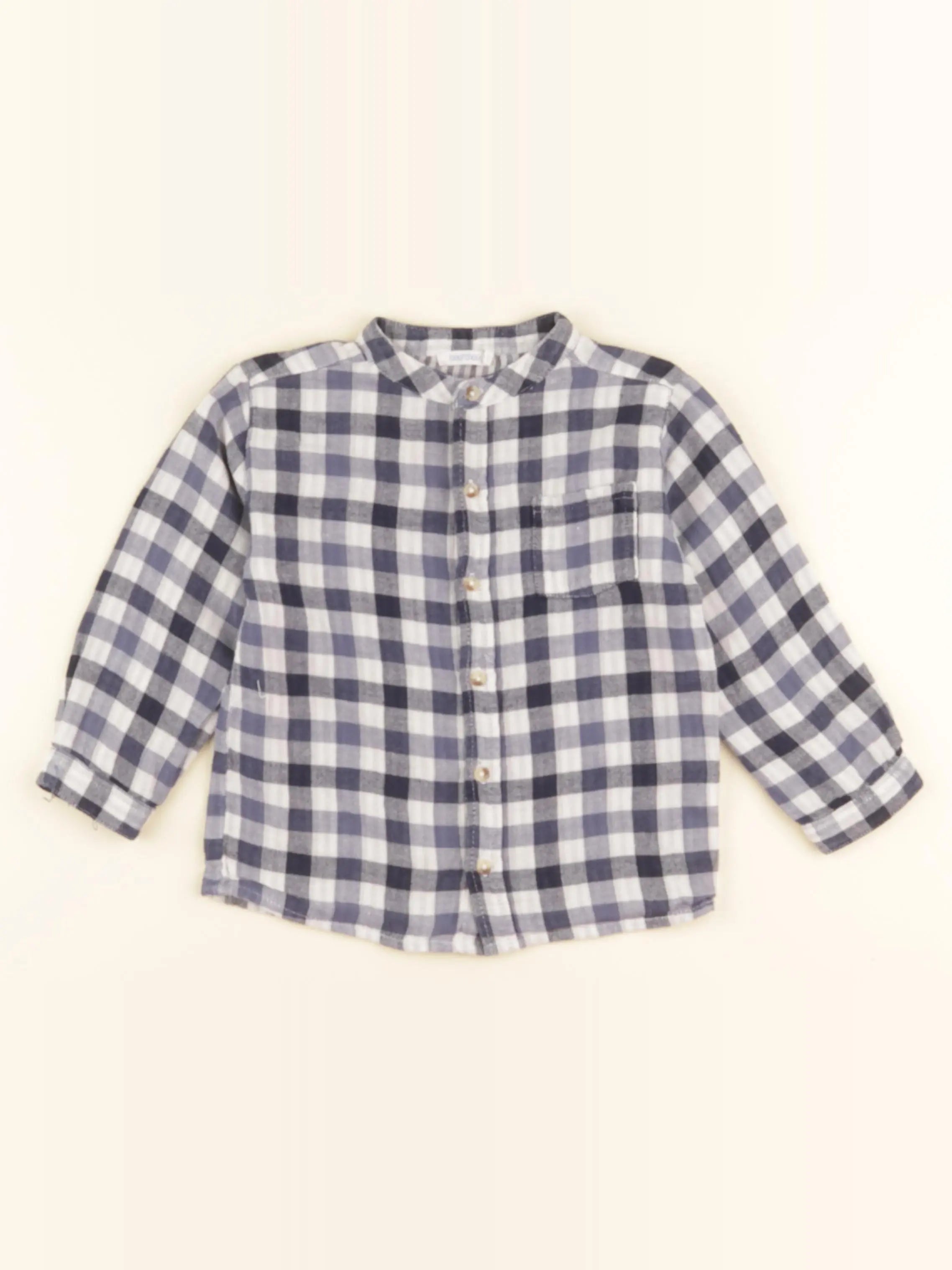 Boutchou - chemise blanc, bleu - 24 mois