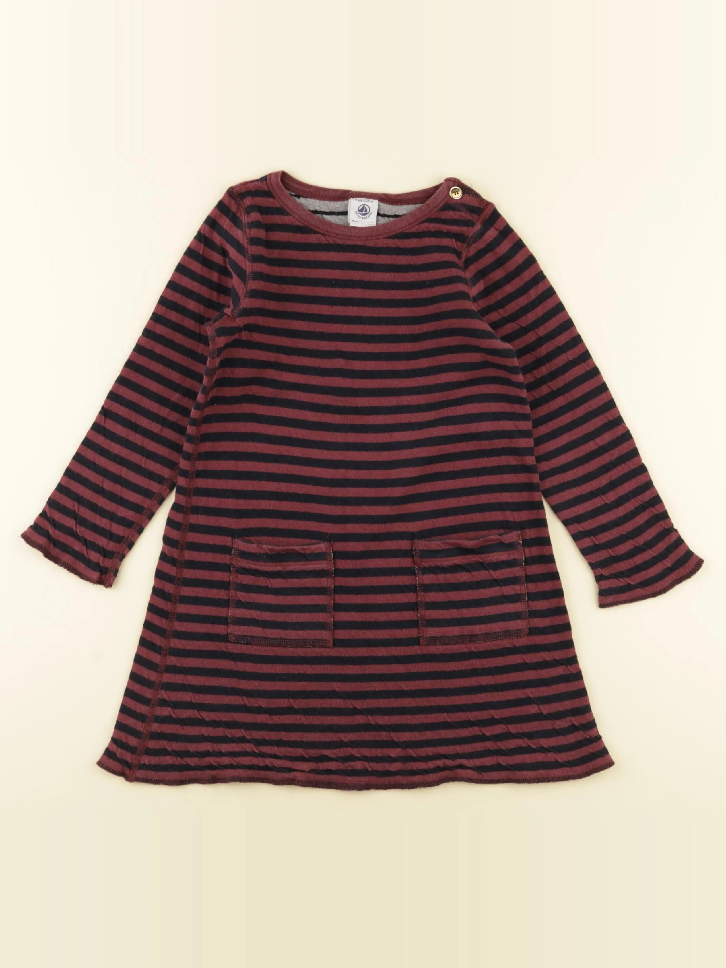 Petit Bateau - robe violet, noir - 5 ans