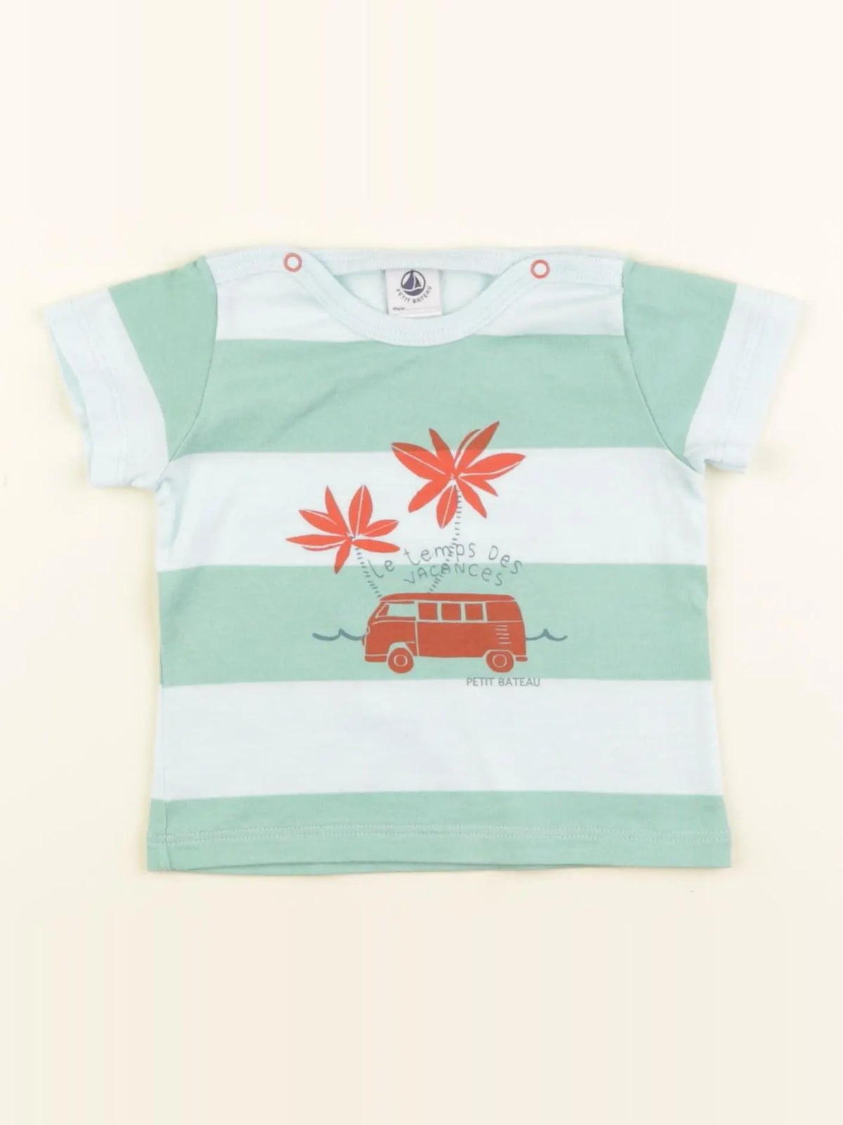Petit Bateau - tee-shirt bleu, vert - 6 mois