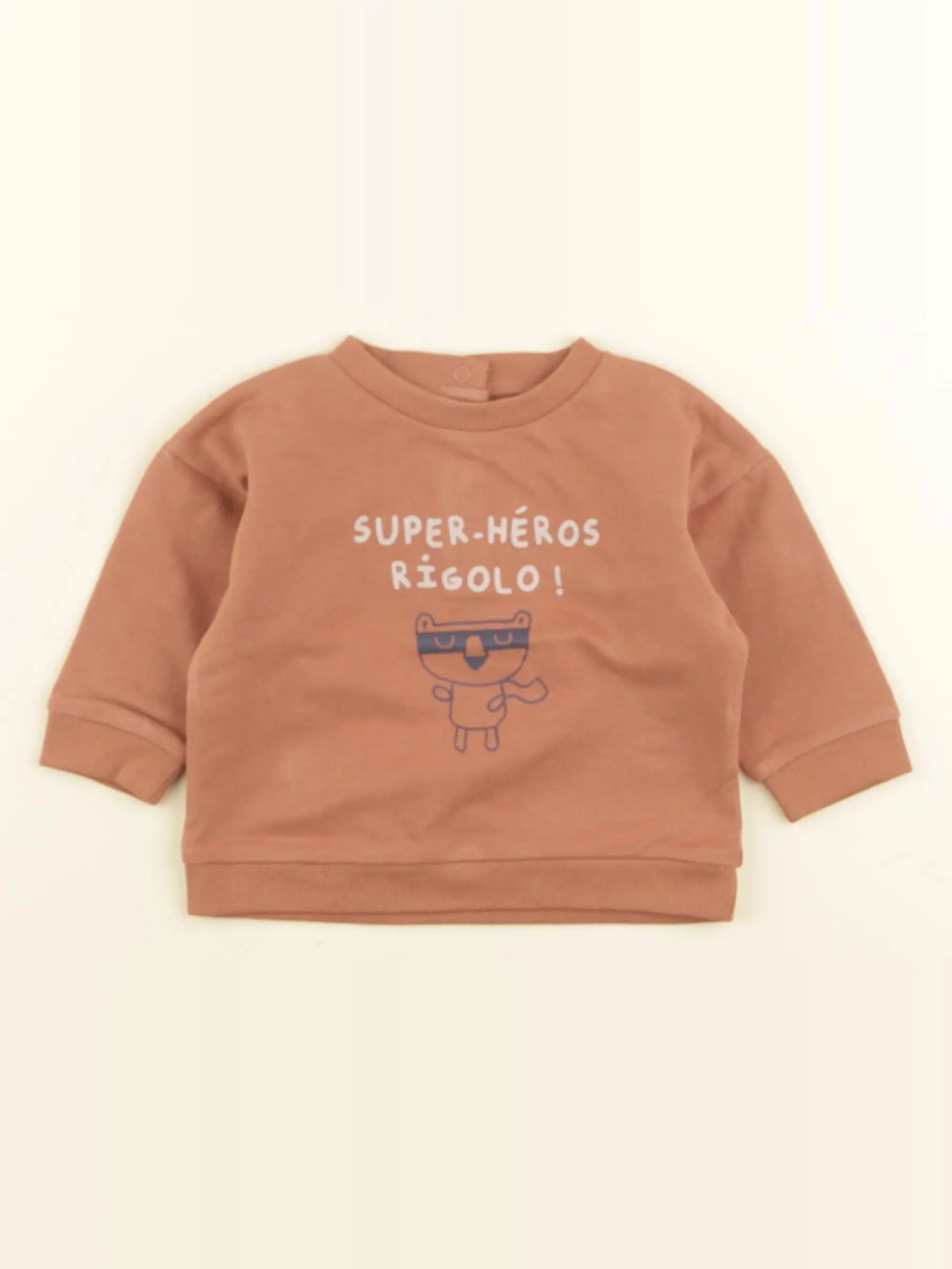Vertbaudet - sweat marron - 6 mois