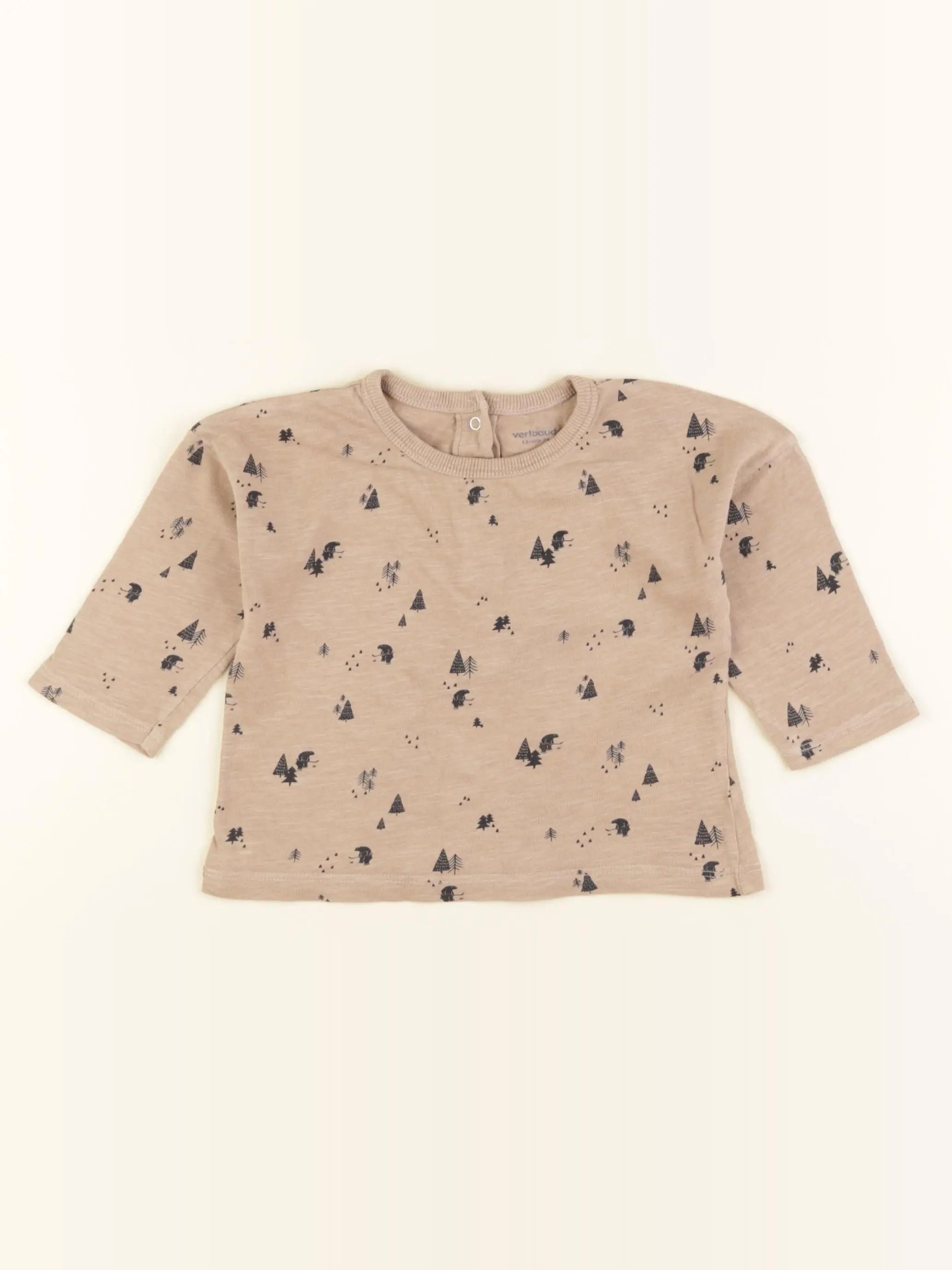 Vertbaudet - tee-shirt marron - 12 mois