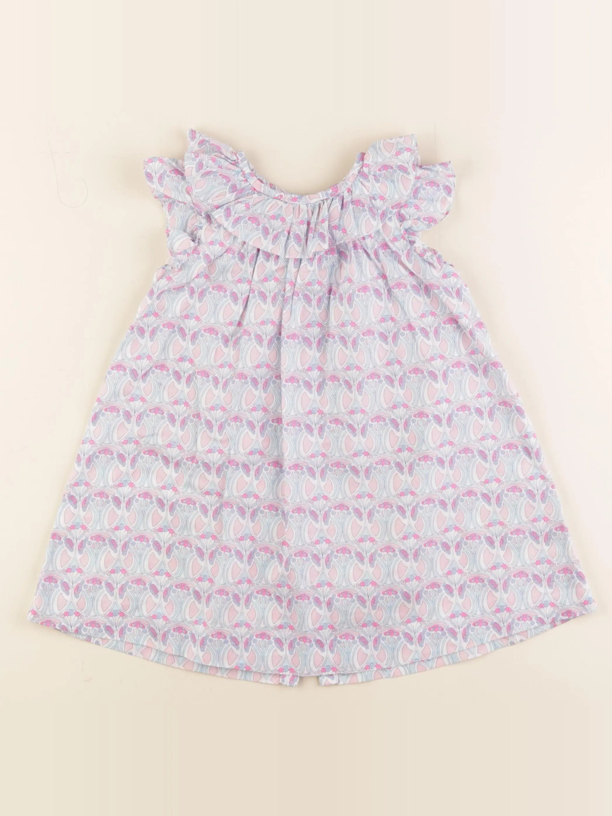 Jacadi - robe liberty bleu, rose - 24 mois