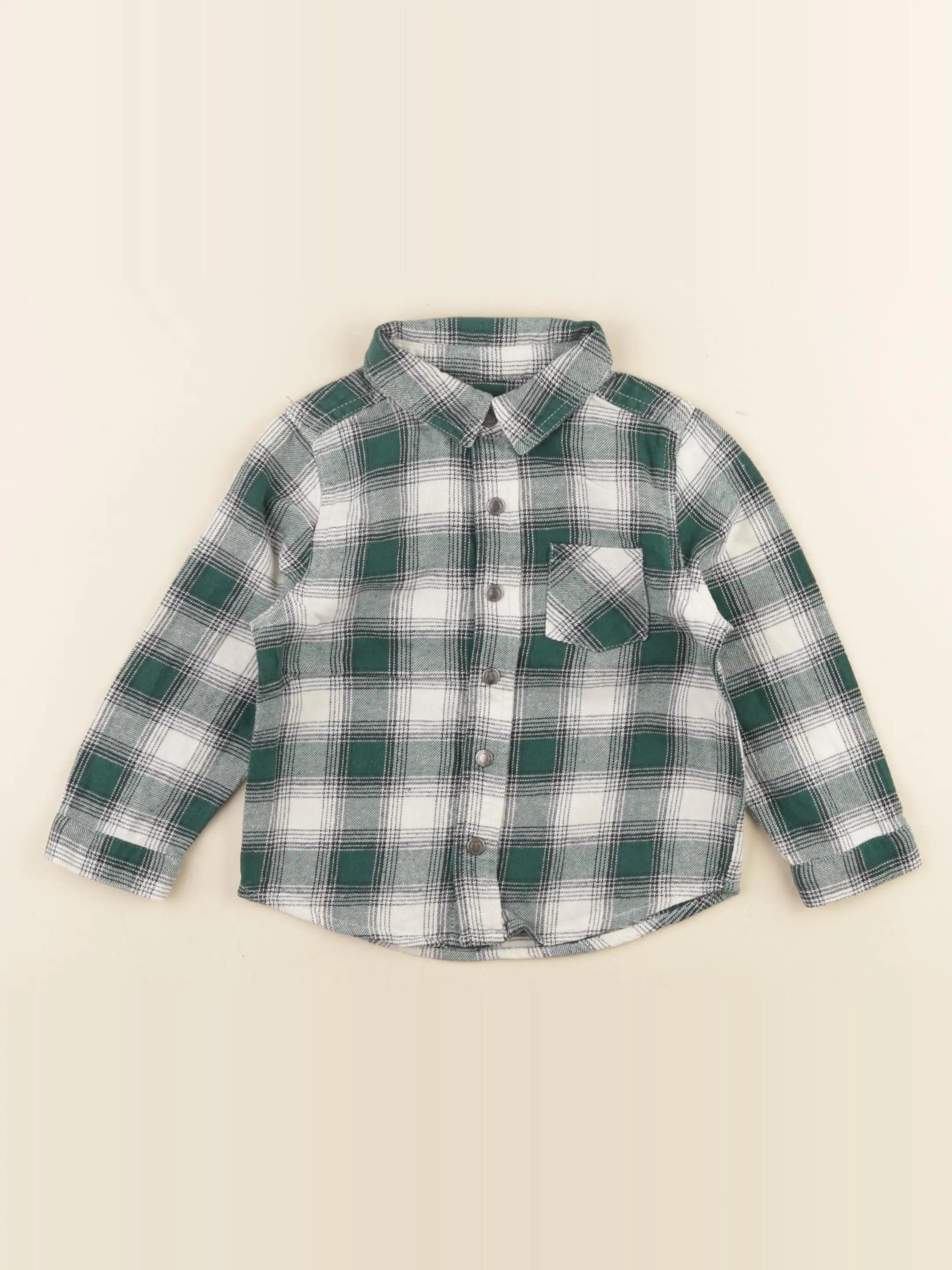 Vertbaudet - chemise blanc, vert - 24 mois