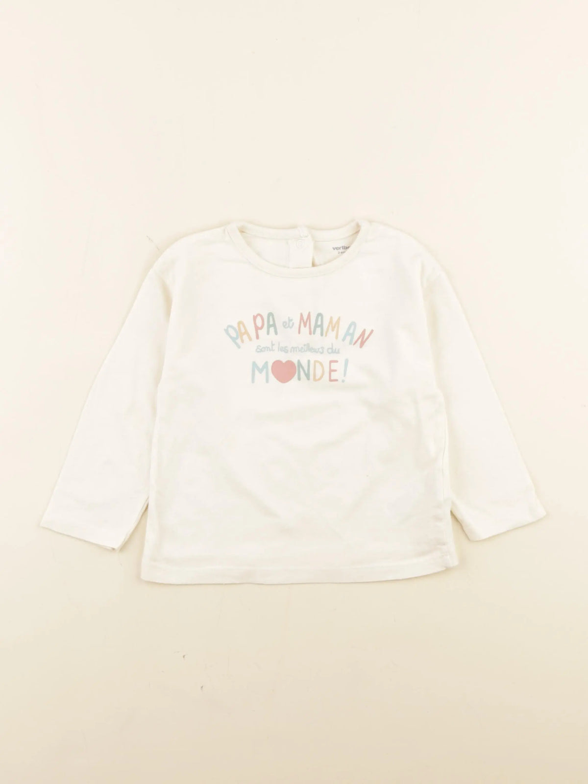 Vertbaudet - tee-shirt beige - 2 ans
