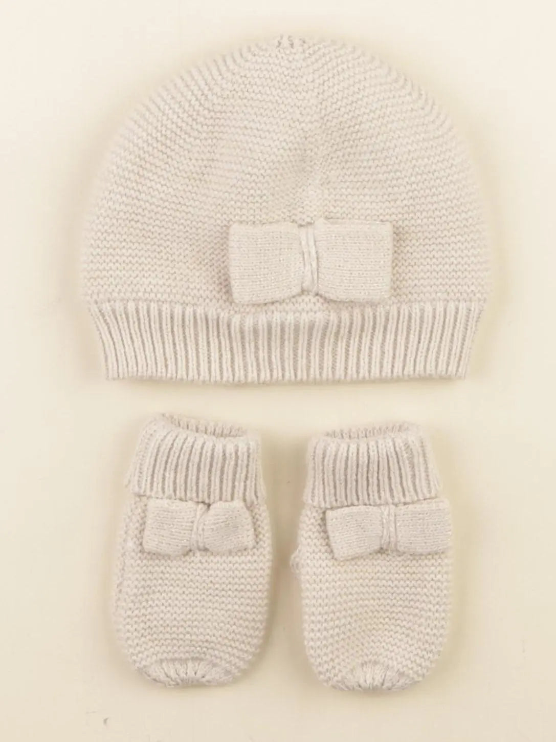 Vertbaudet - ensemble bonnet/moufles beige, or - 24/36 mois