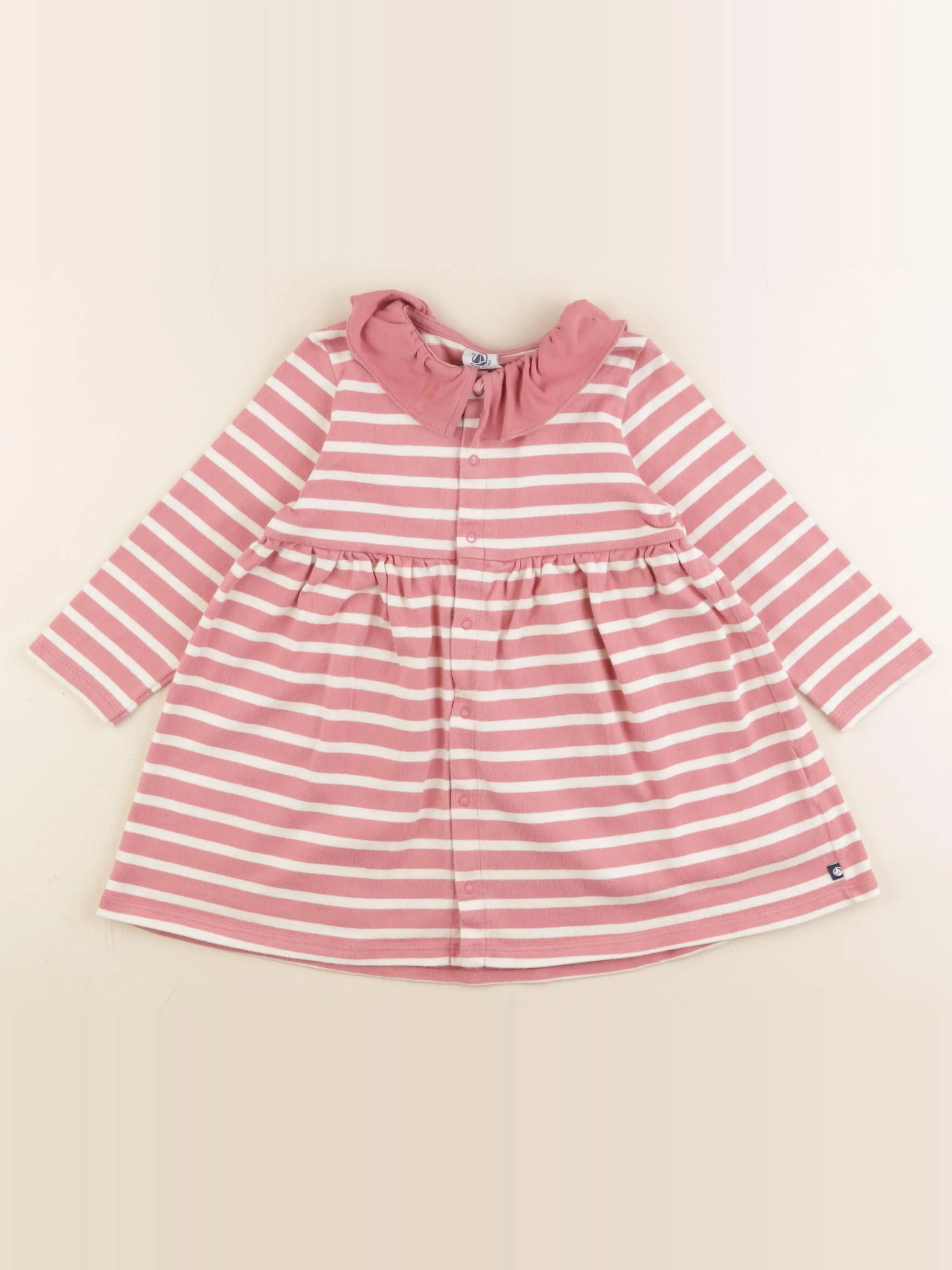 Petit Bateau - robe blanc, rose - 36 mois