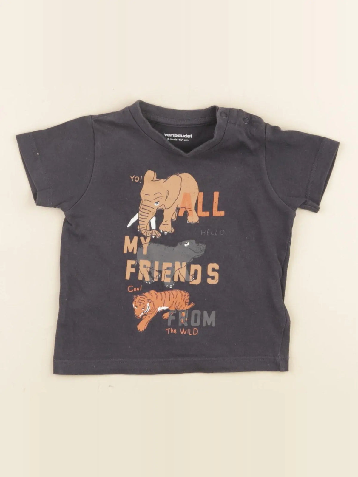Vertbaudet - tee-shirt bleu - 6 mois