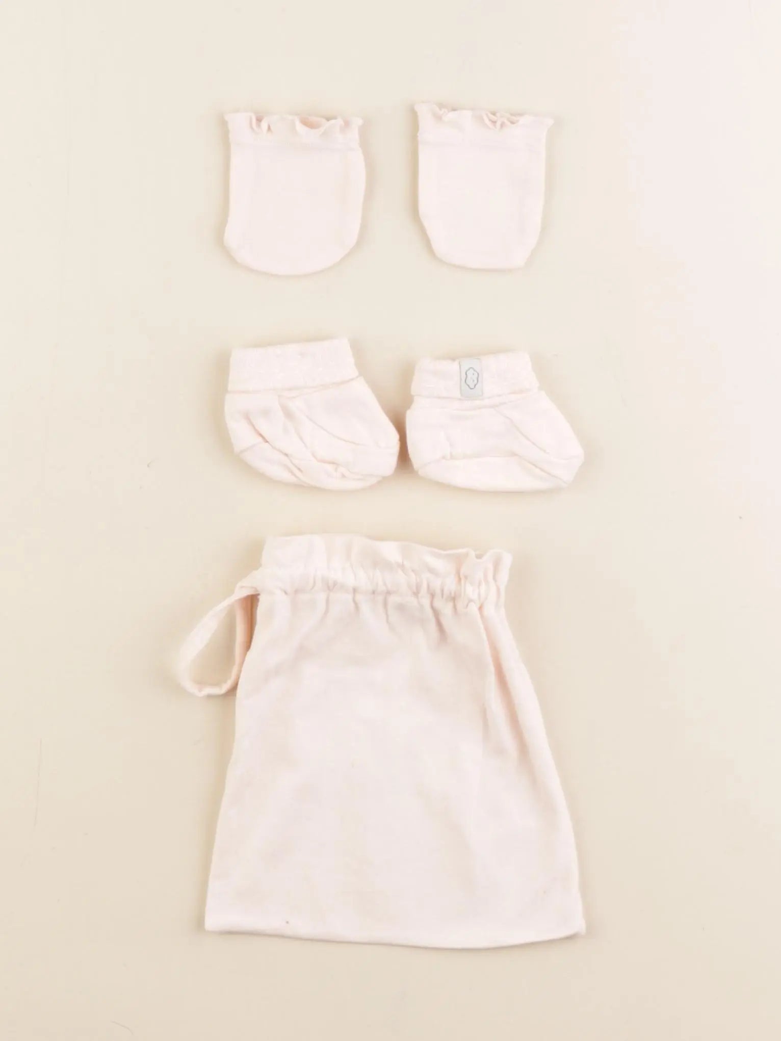 Vertbaudet - ensemble moufles + chaussons rose - Prématuré